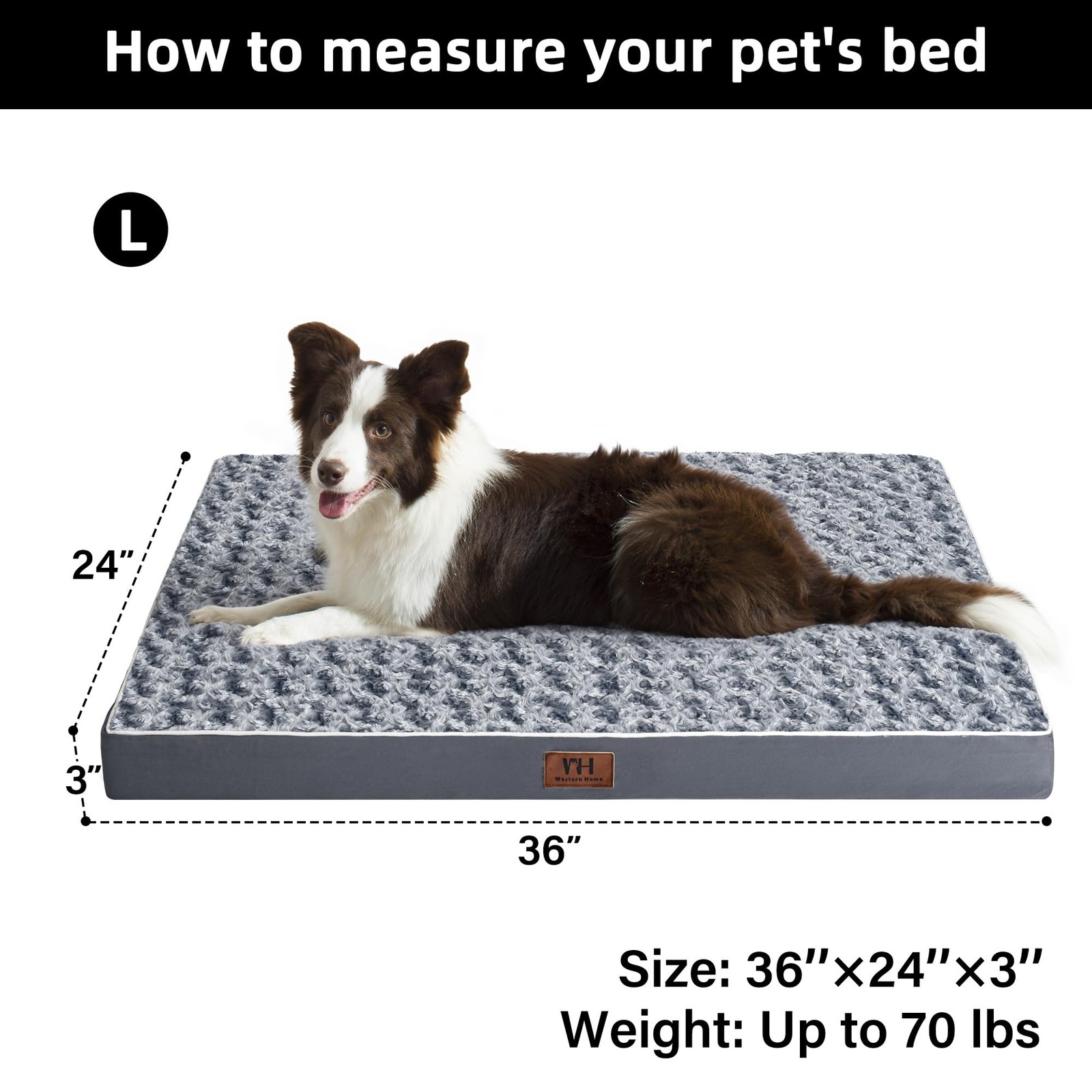 WESTERN HOME WH Orthopedic Dog Beds Large Sized Dog, Waterproof Large Pet Bed…
