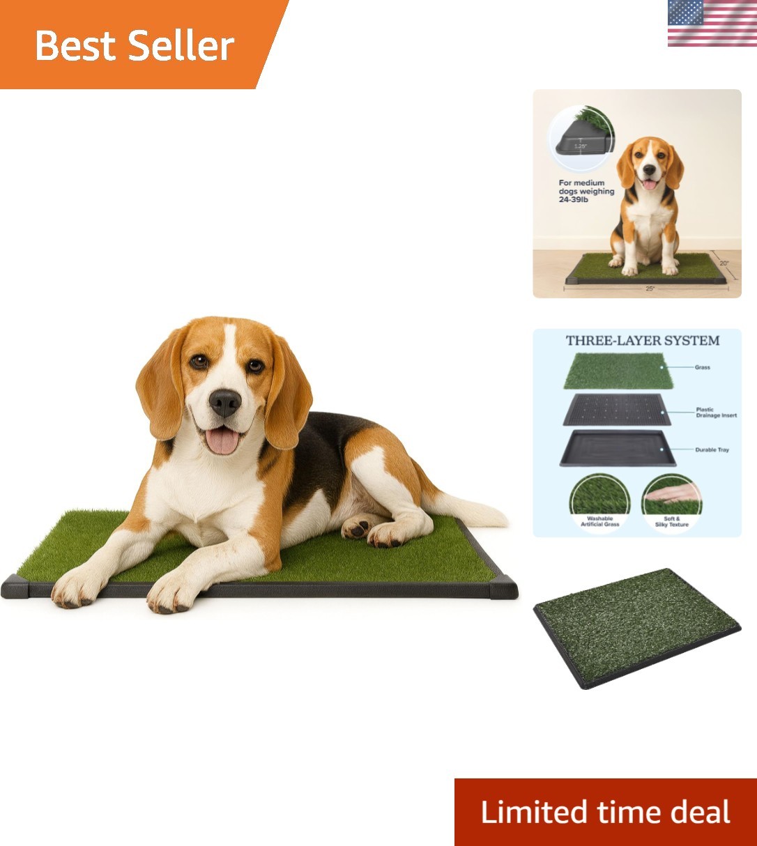 Artificial Grass Puppy Pee Pad for Dogs and Small Pets – 20×25 Inch, Reusable…
