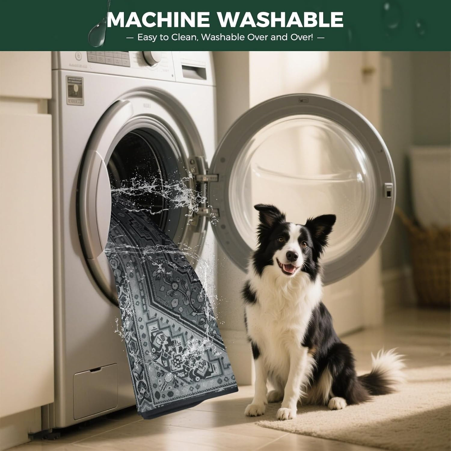 71″ Square Absorbent Dog Pads with Waterproof Shield, Boho Grey Design