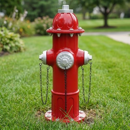 Elenon Garden Fire Hydrant Outdoor Statue Decorative for Dog to Peed on, Red