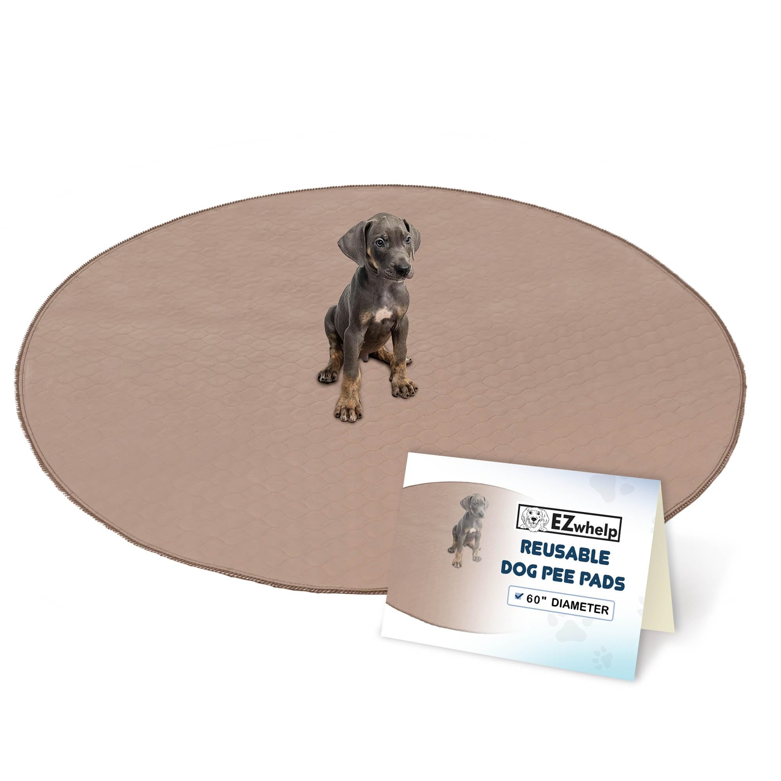 60 Inch Round Reusable Dog Pee Pad Washable Waterproof Potty Whelping Mat