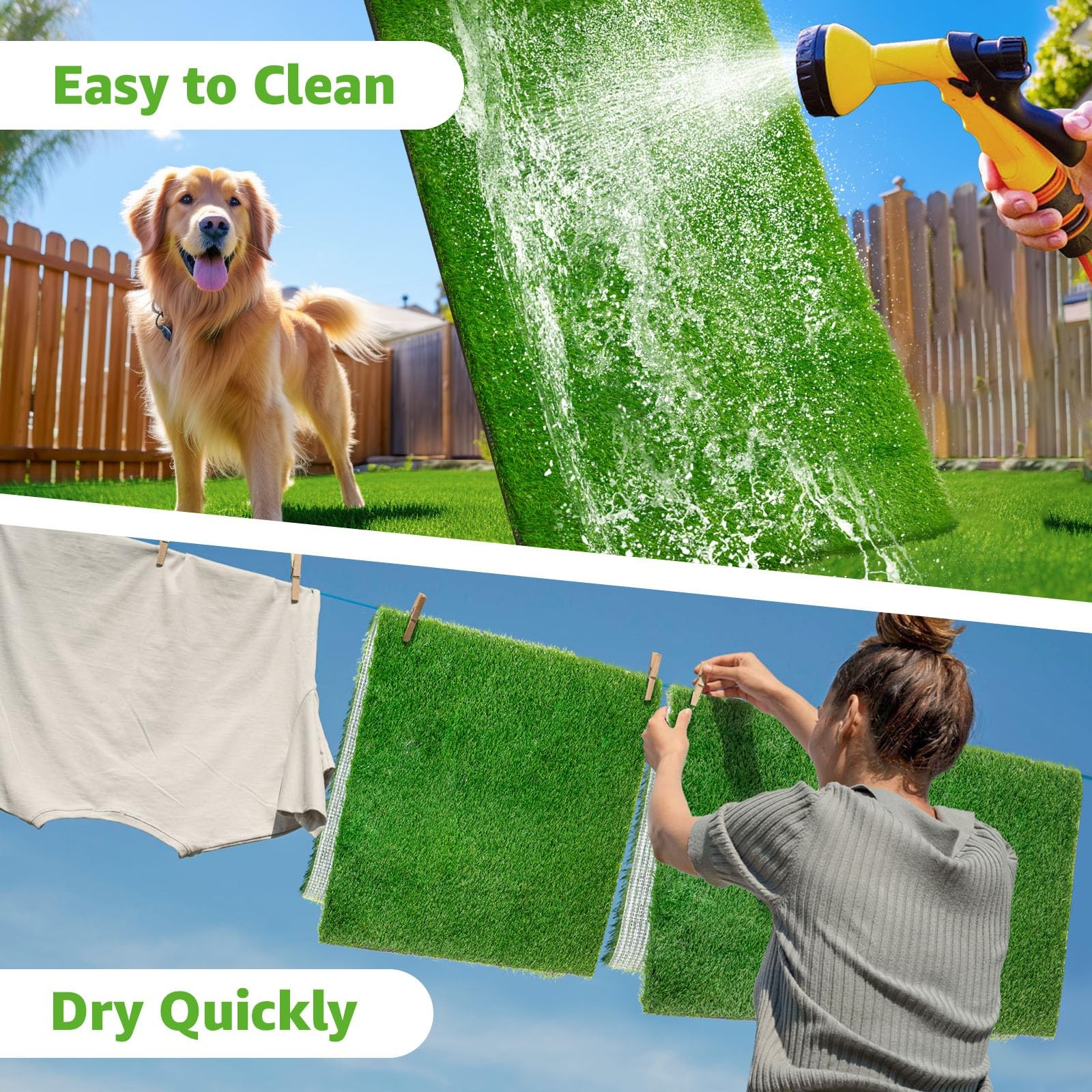 Artificial Grass Pad for Dogs (2 Pack),Replacement Fake Grass Turf Mat for Pu…