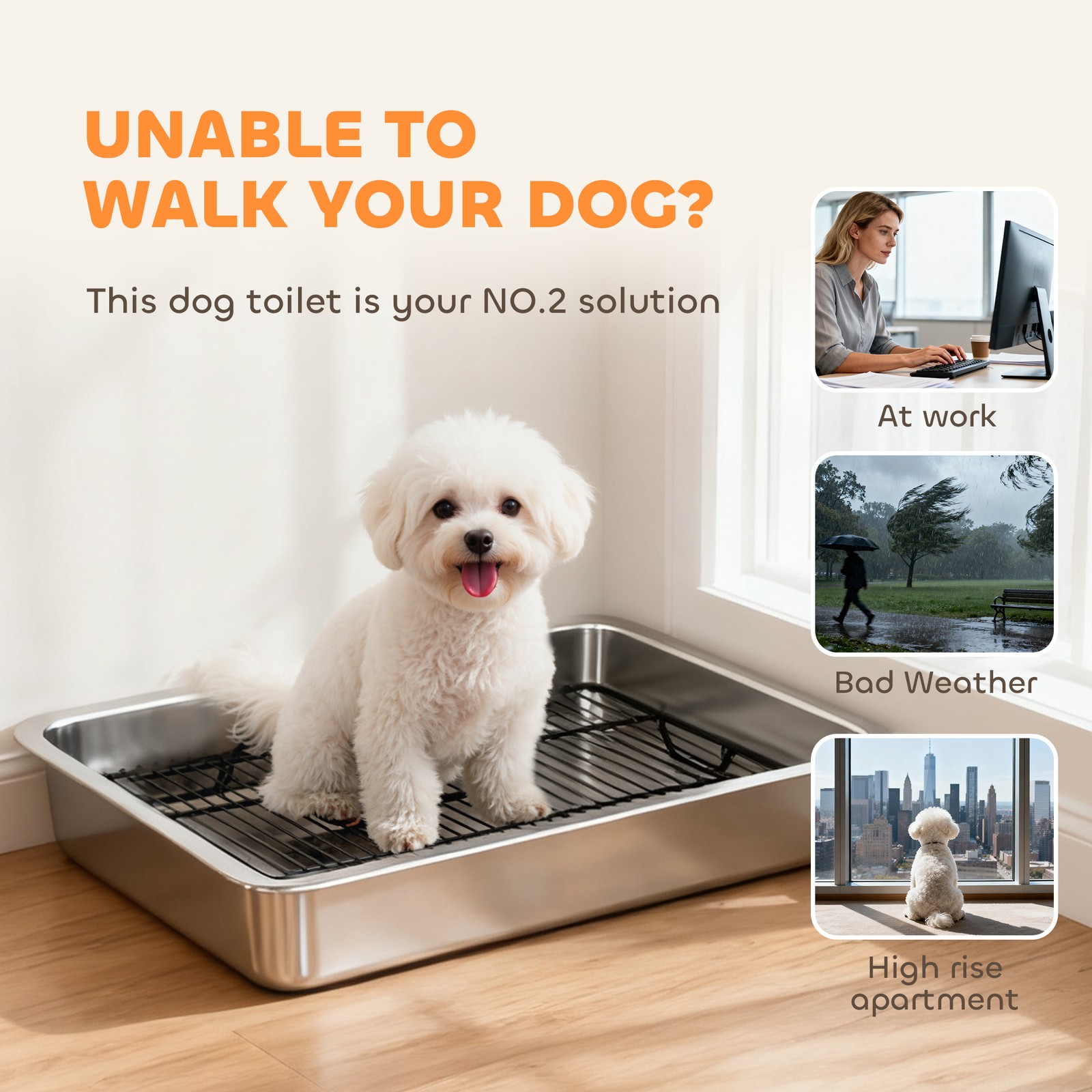 PawHut Dog Potty Tray Stainless Steel, Dog Training Tray, 28″ x 20″ x 4″