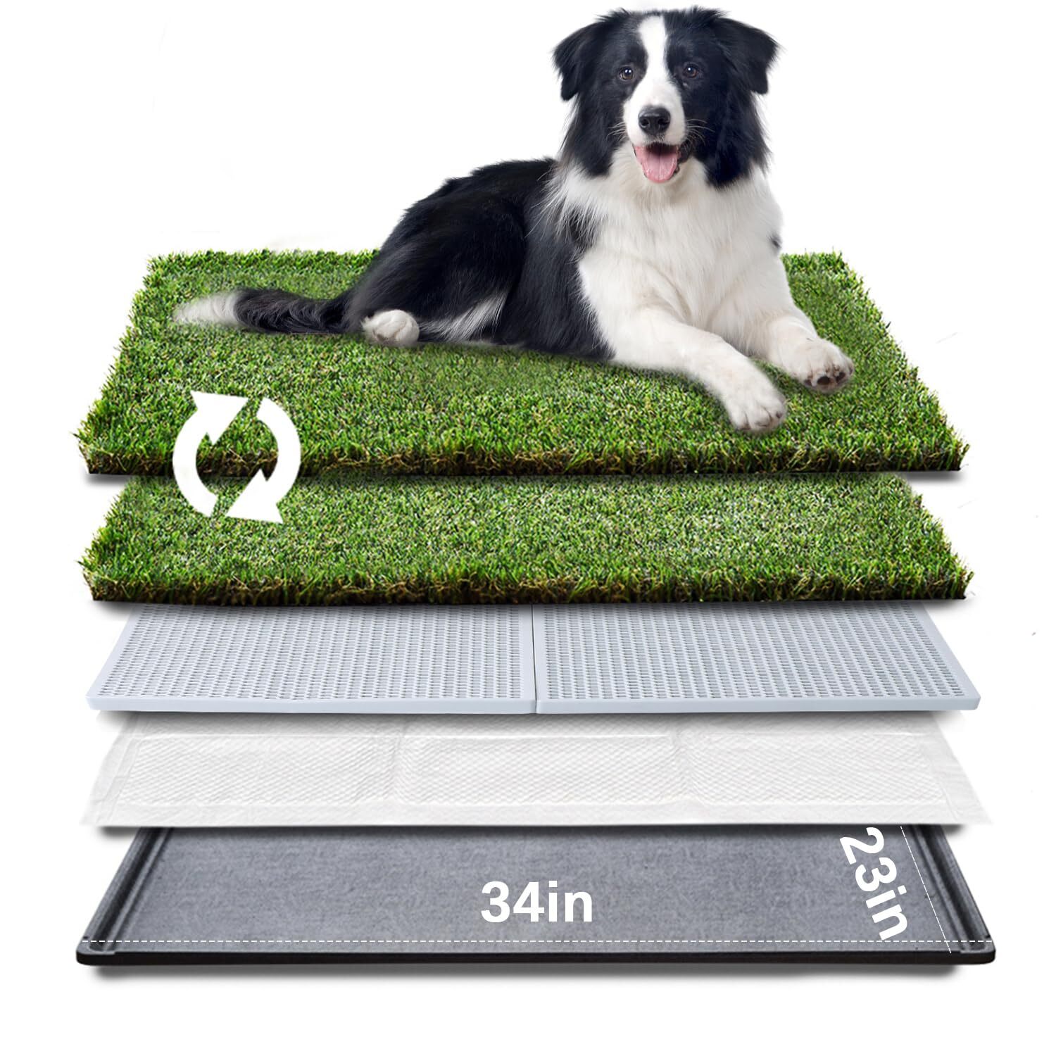 HQ4us Dog Grass Pad with Tray Large 34”×23” Dog Litter Box Toilet with 2×Arti…