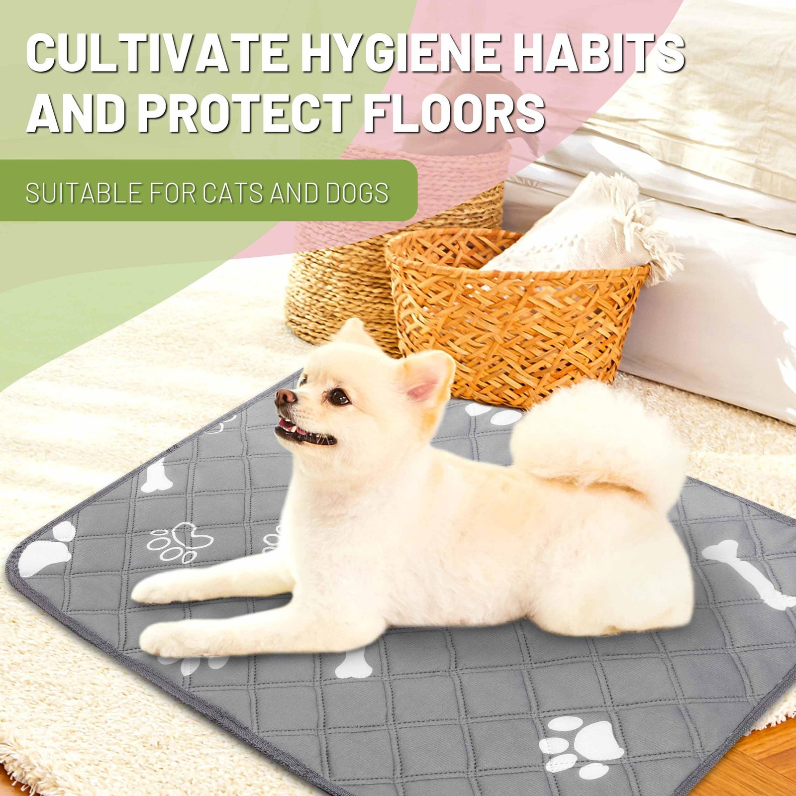 Washable Pee Pads for Dogs, 18″ x 24″ 4 Pack, Reusable Puppy Training Pads wi…