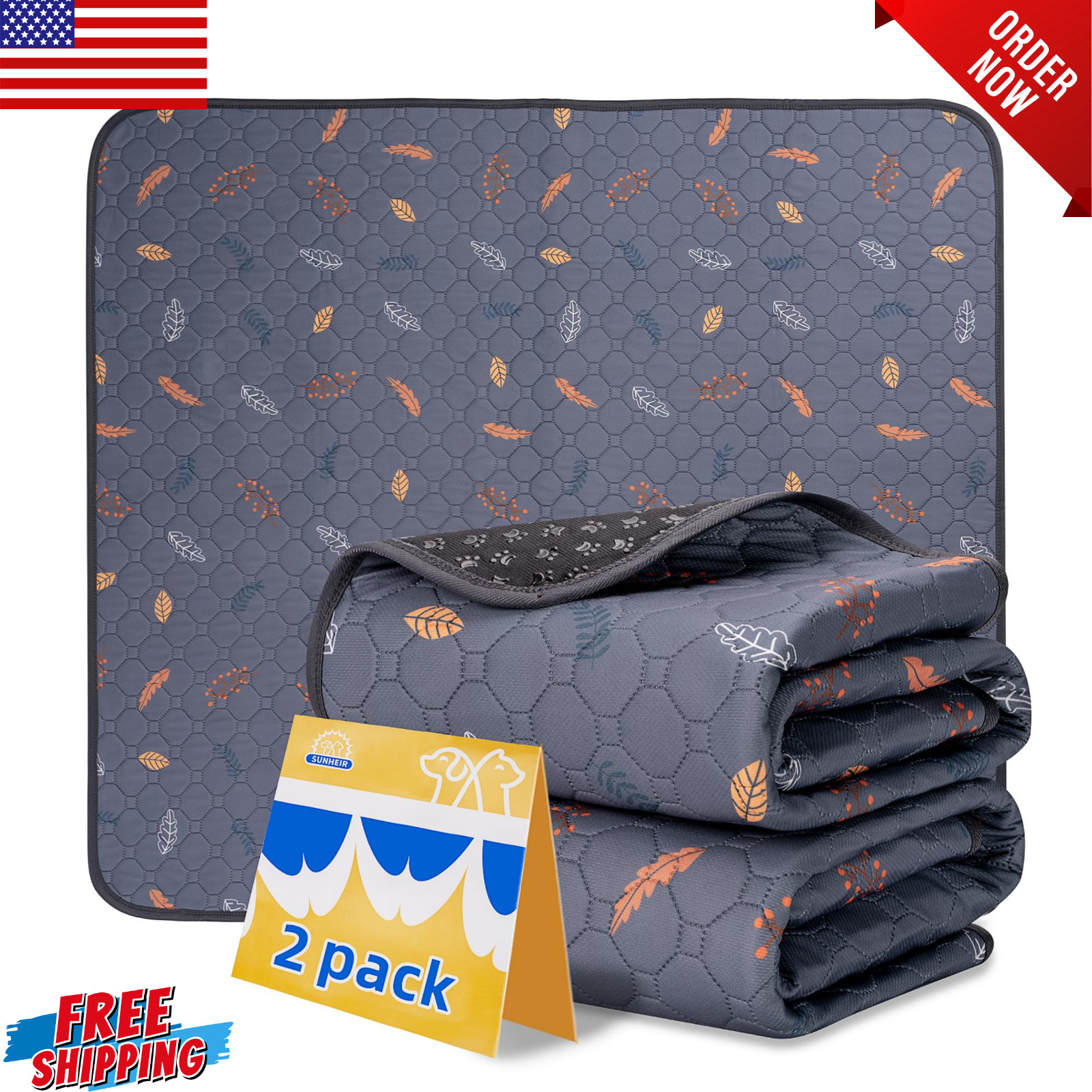 2X Dog Training Pads Puppy Pee Pads Washable Waterproof Non-Slip Dog Potty Mats