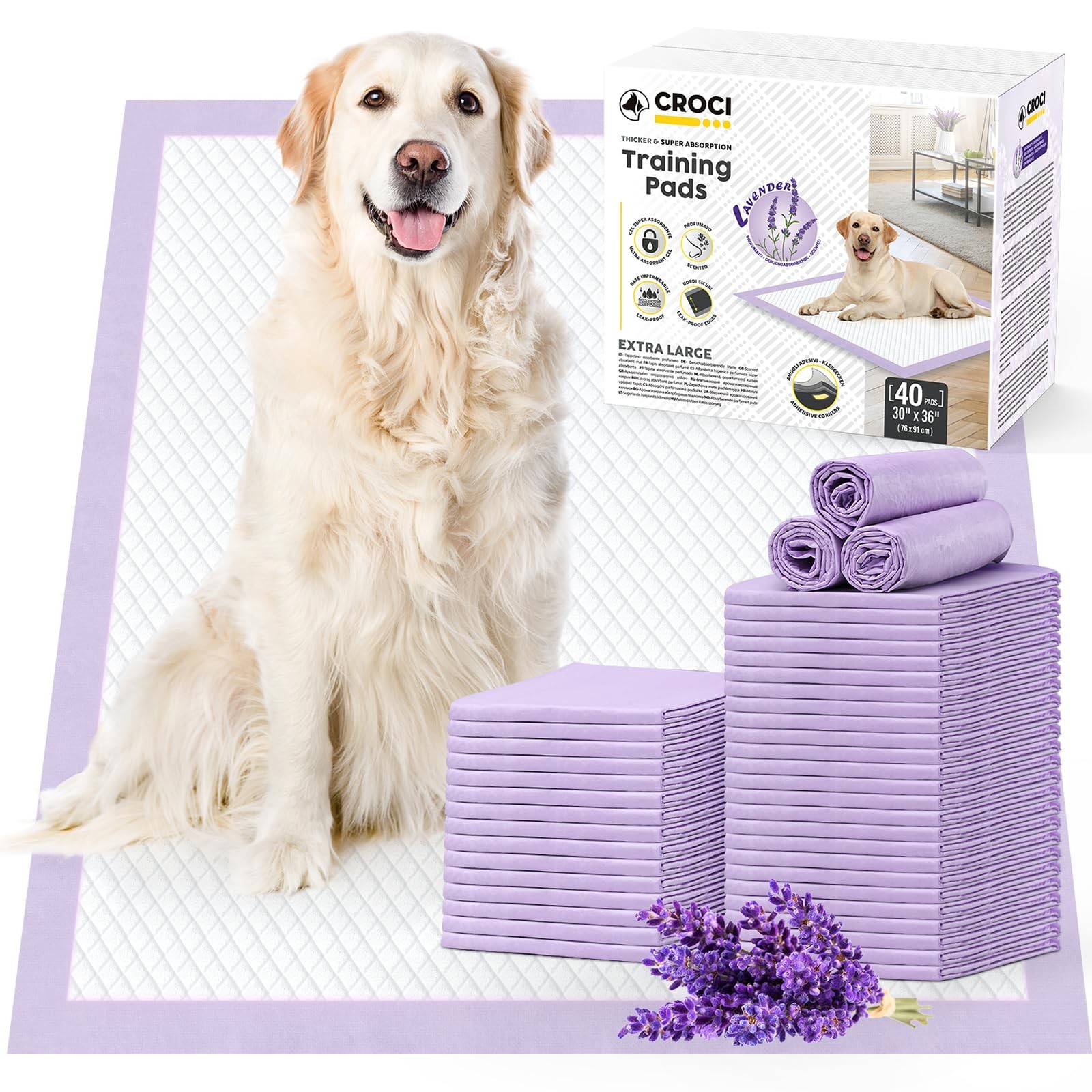 Dog Pads Extra Large 30x36in, Puppy Pads with Adhesive Tabs Super Absorbent U…