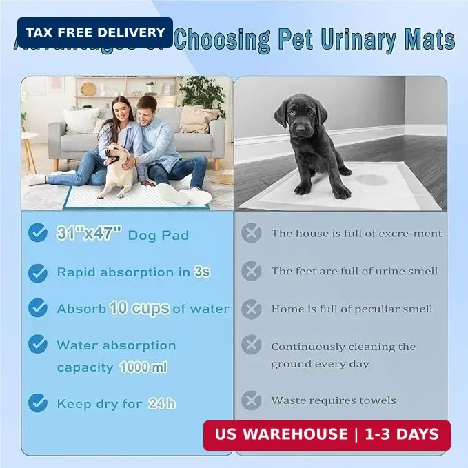 XXXXL Puppy Pee Pads for Dogs 31″x47″ 40 Count, Extra Large Dog Pee Pads, Leak-P