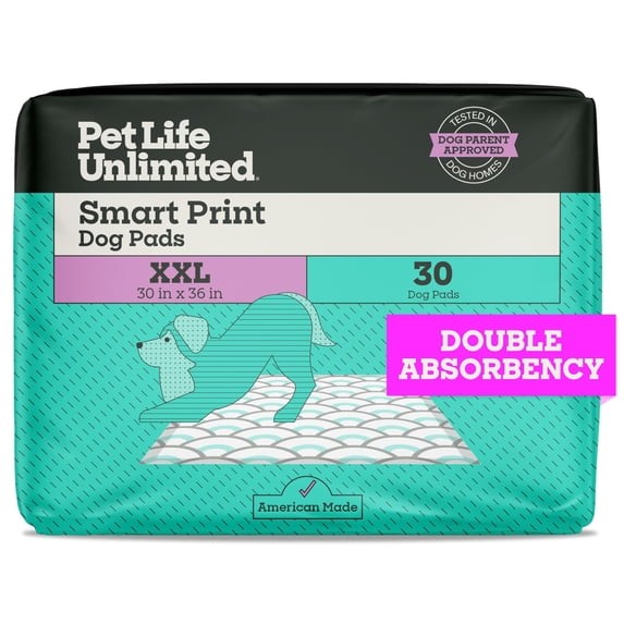 Pet Life Unlimited Smart Print Dog Pads XXL, 30″ x 36″, 30ct