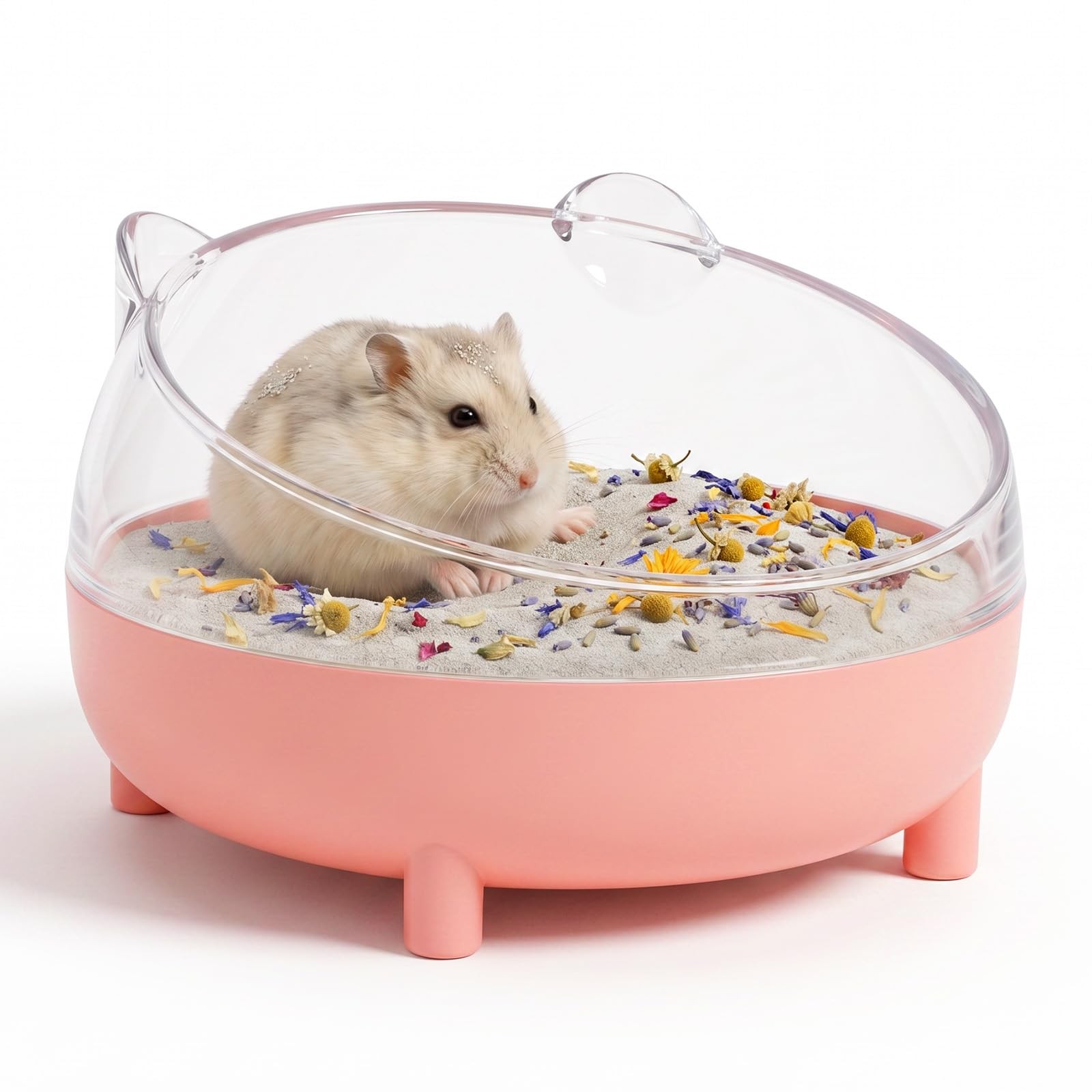 Pink Hamster Sand Bath Container Plastic Dust Bath Small Animal Bathroom