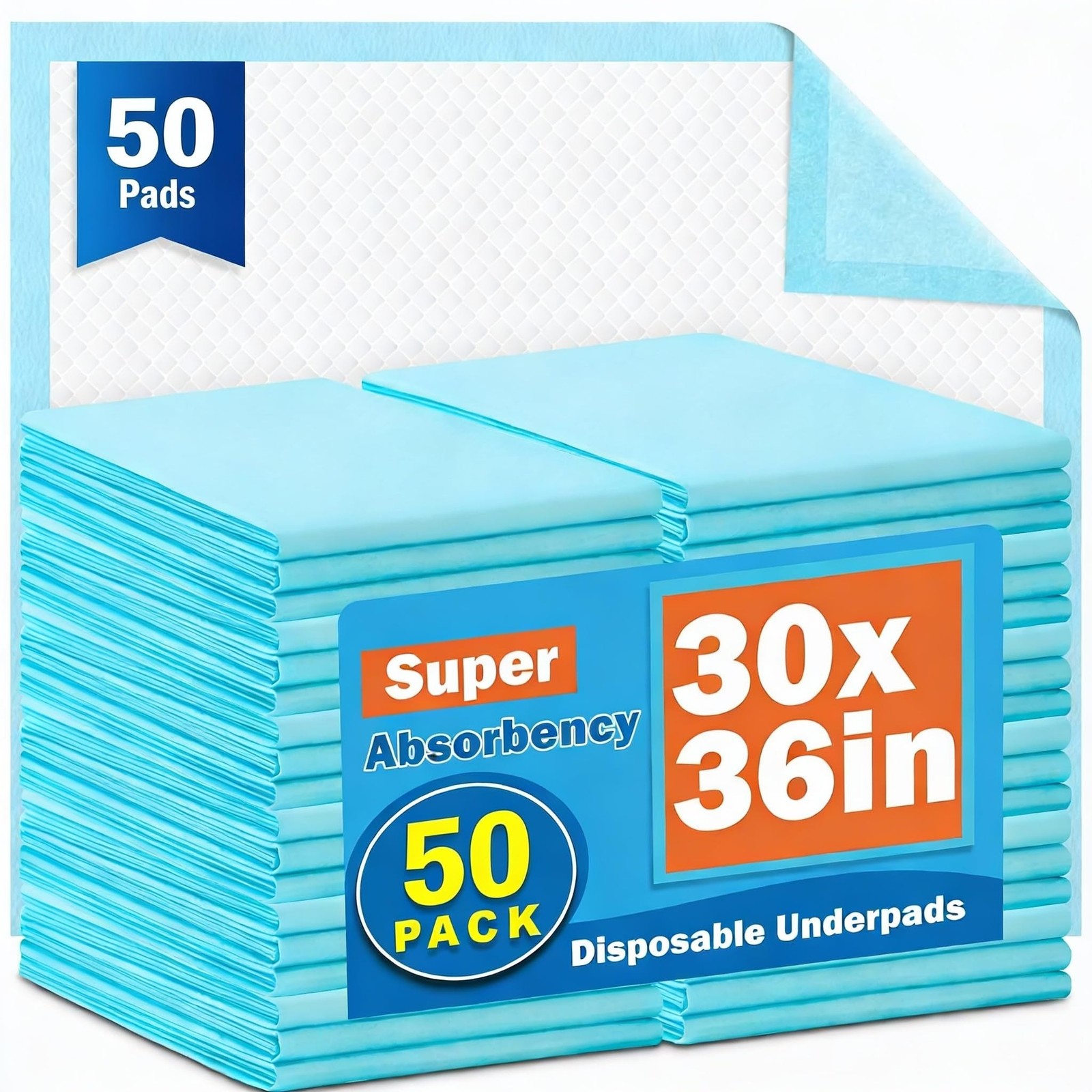 VISRIE Bed Pads Disposable Adult 30” x 36” (50 Count), Super Absorbe