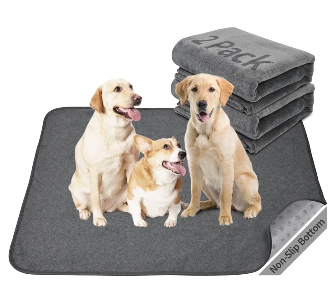 Washable Dog Pee Pads 36×72 2Pack Reusable Whelping Pads, Absorb Dog Mats…