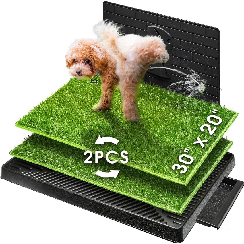 Hompet Dog Grass Pad with Tray Large, Puppy Turf Potty Reusable Training Pads