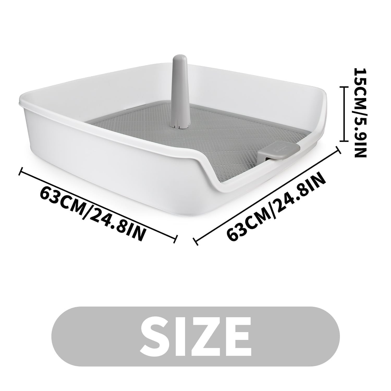 Dog Pee Pad Holder with Removable Post, 23.6″ Indoor Dog Potty Training Tray,…