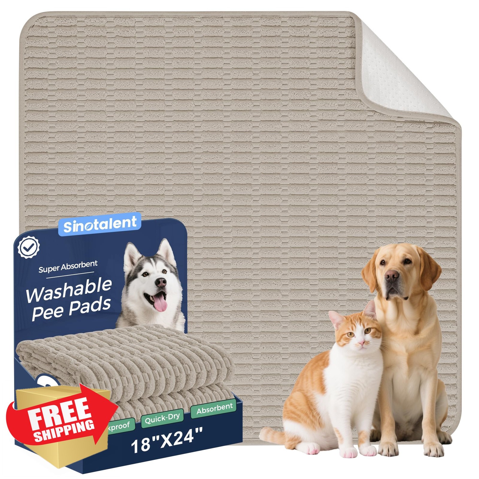 Sinotalent Washable Pee Pads Brown 18″x24″(Pack of 2)
