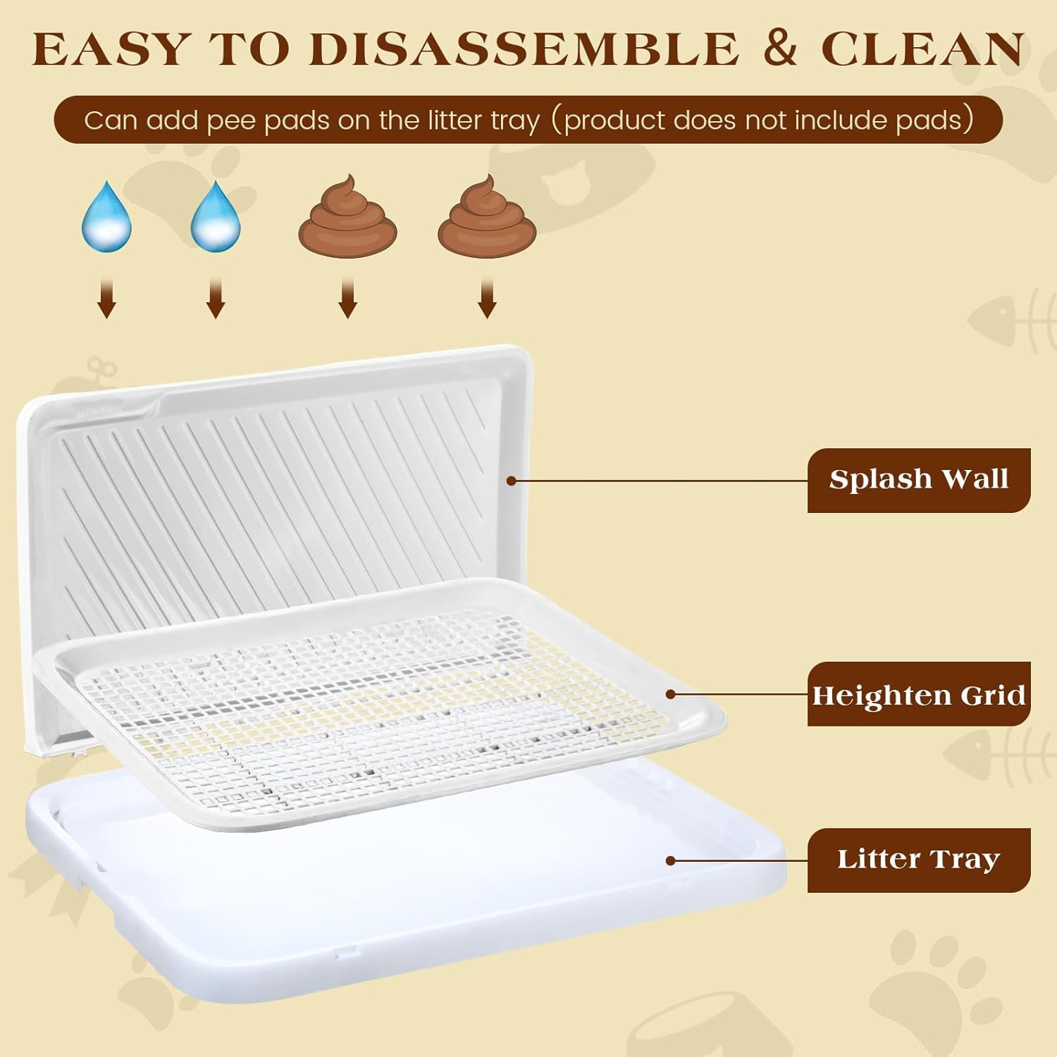2 Pcs Dog Potty Toilet with Removable Splash Wall Pet Indoor Dog Mesh Training T