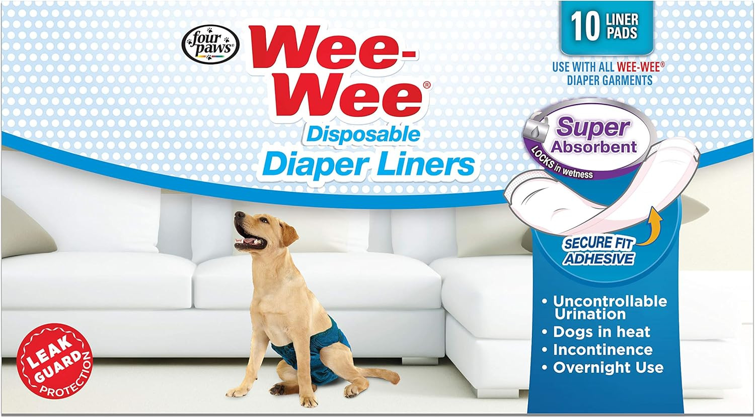 Wee-Wee Super Absorbent Disposable Adjustable Dog Potty Training Diapers, Leak-P