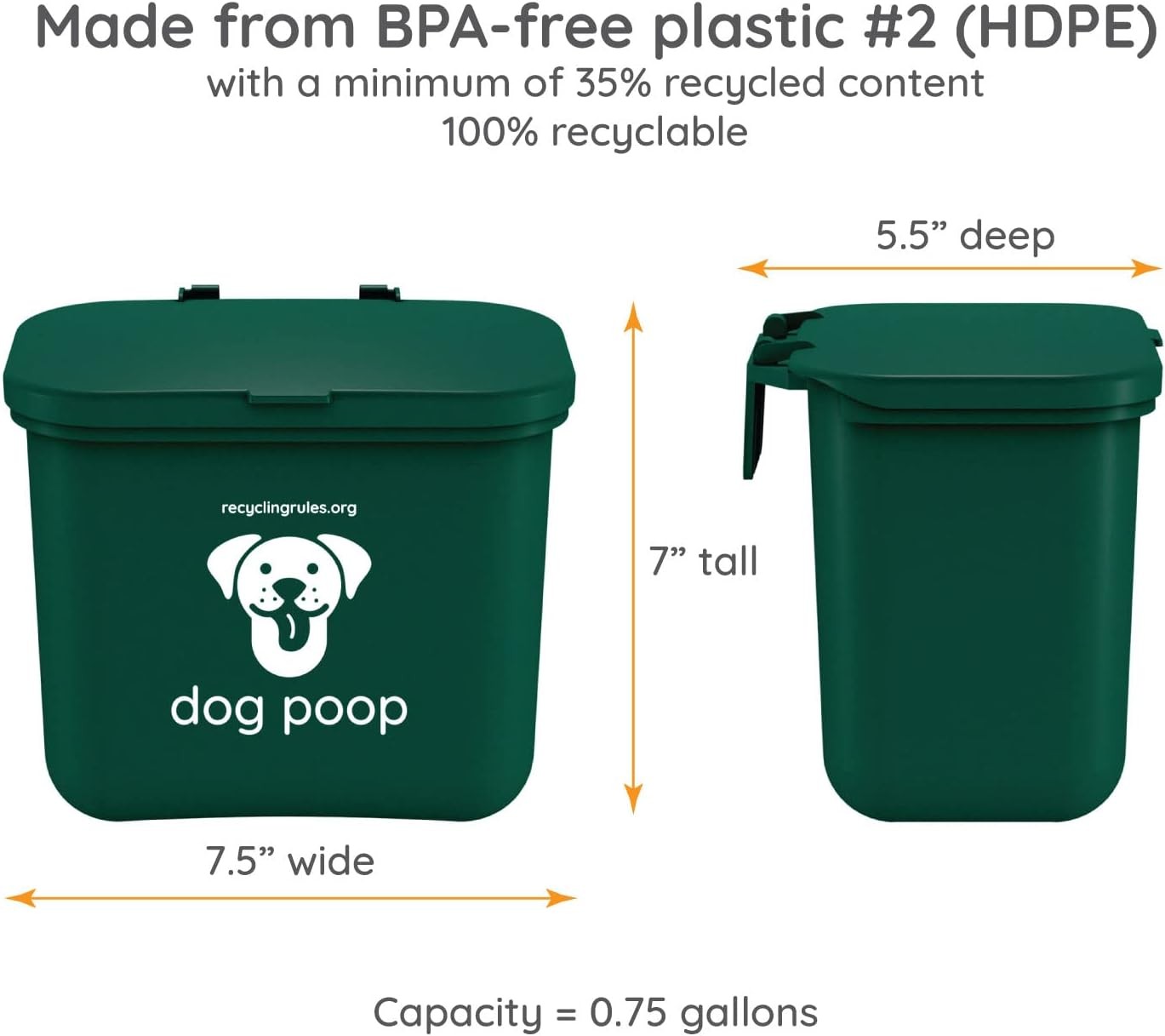 Small Hanging Wastebasket for Dog Poop in Green Qty 1 Green,
