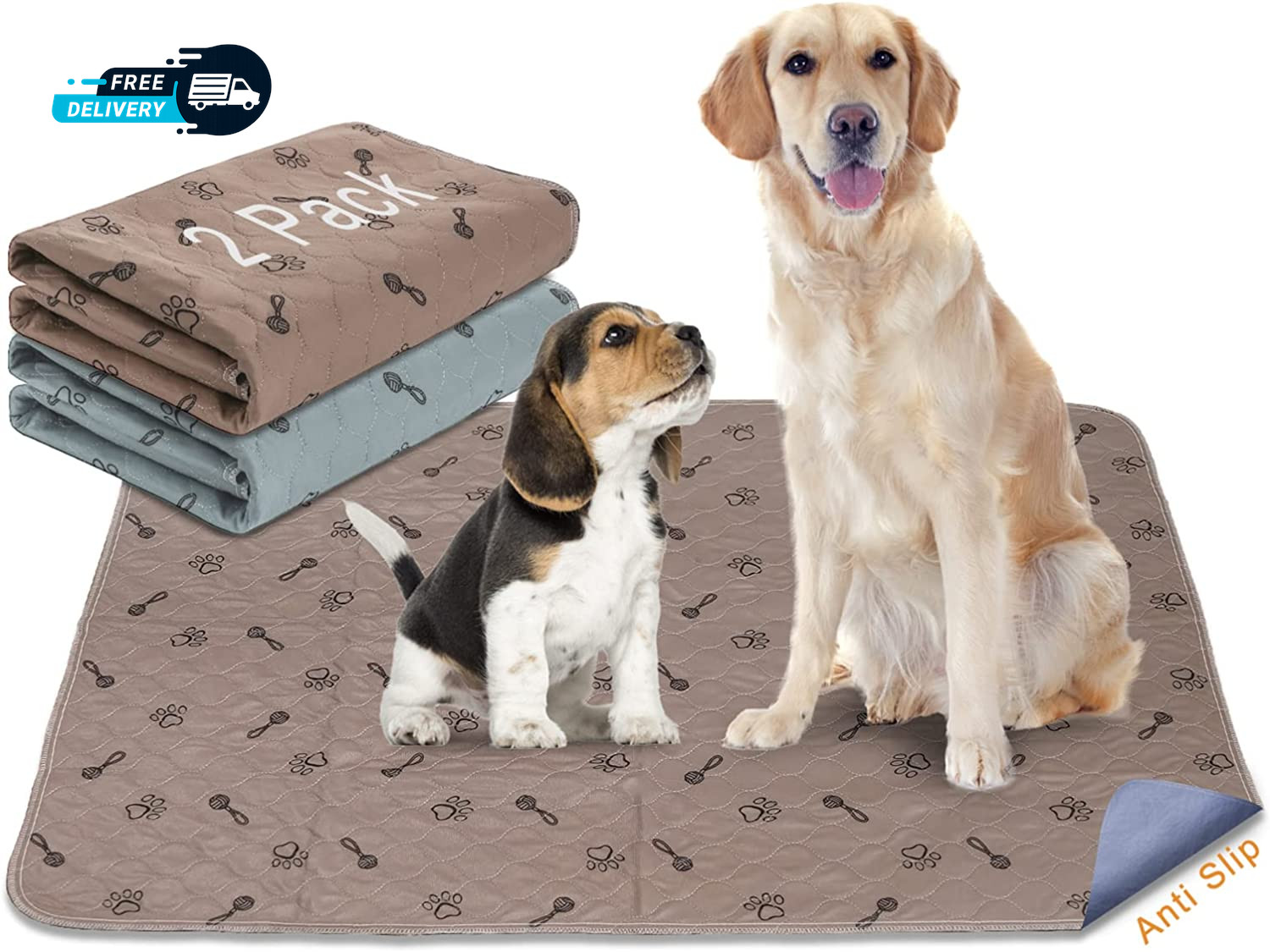 2Pack 36 X 36 Pee Pads Washable Waterproof Rugs for Dog Training