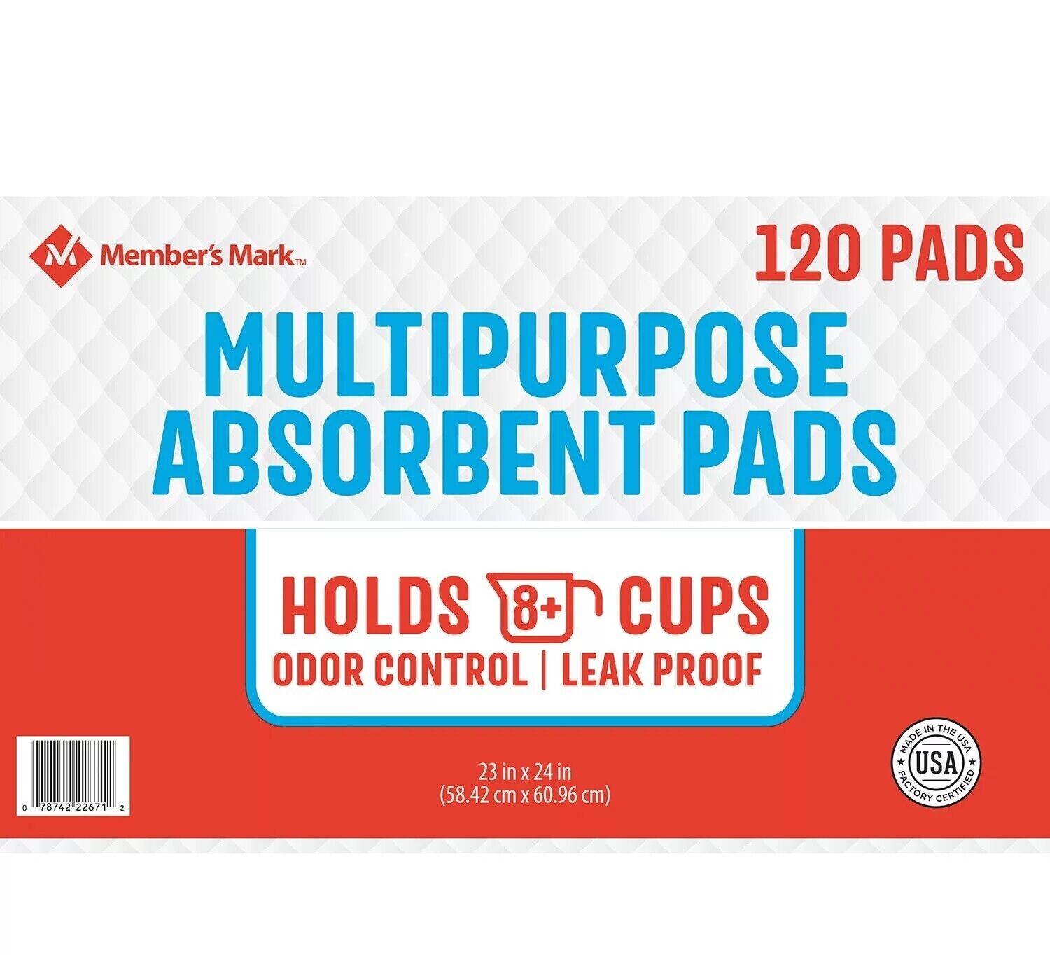 Member’s Mark Pet Training Pads, 23″ x 24″ (120 ct.) New