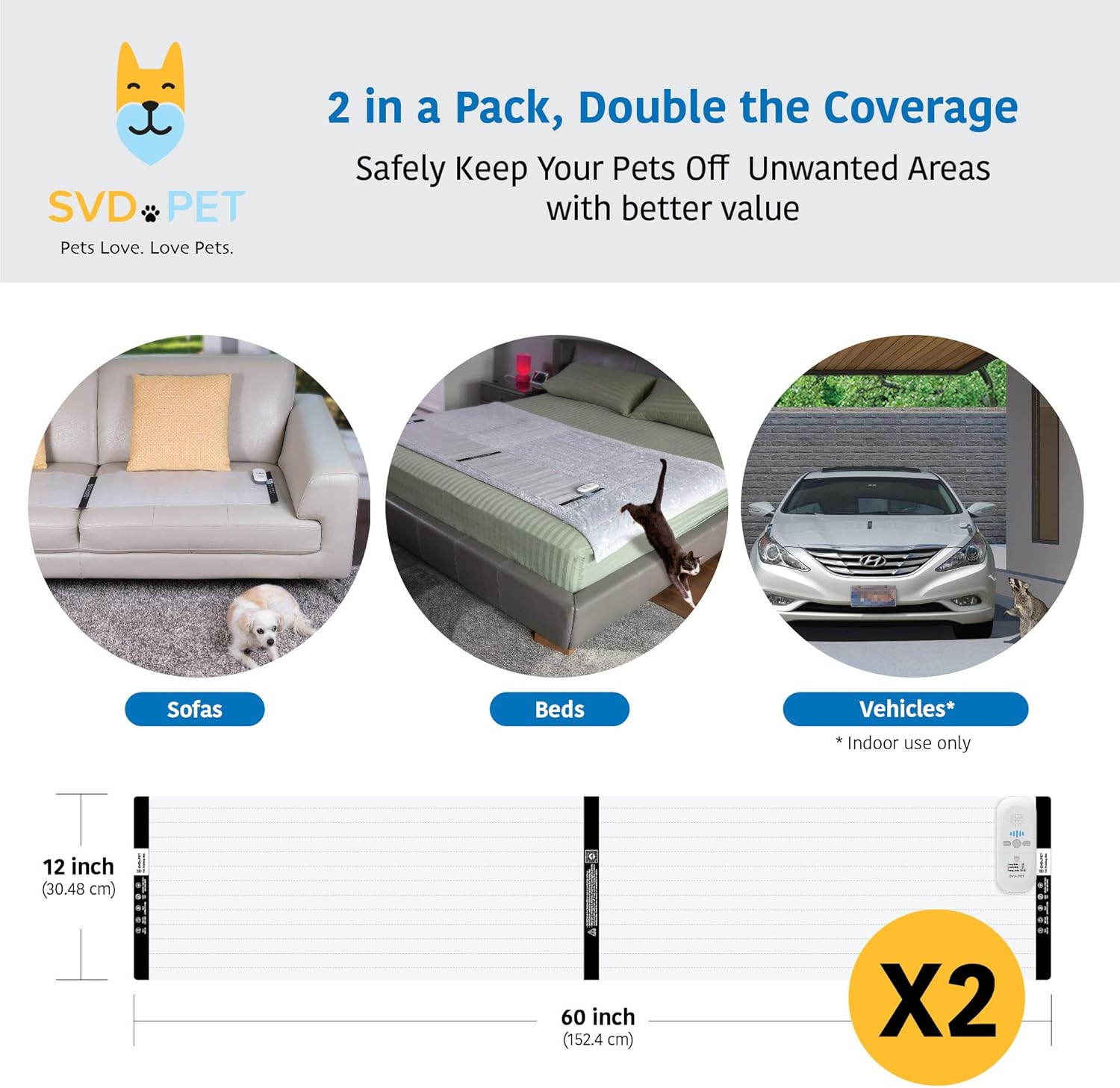 (2-Pack Pet Training Mat with Tester, Pet Shock Pad, Dogs & Cats Electronic Repe