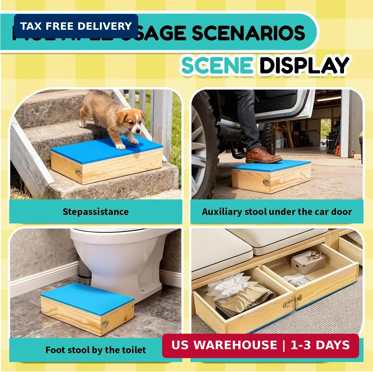 2 PCS Connectable Wooden Dog Training Platform Non-Skid Dog Place Boards with Fo