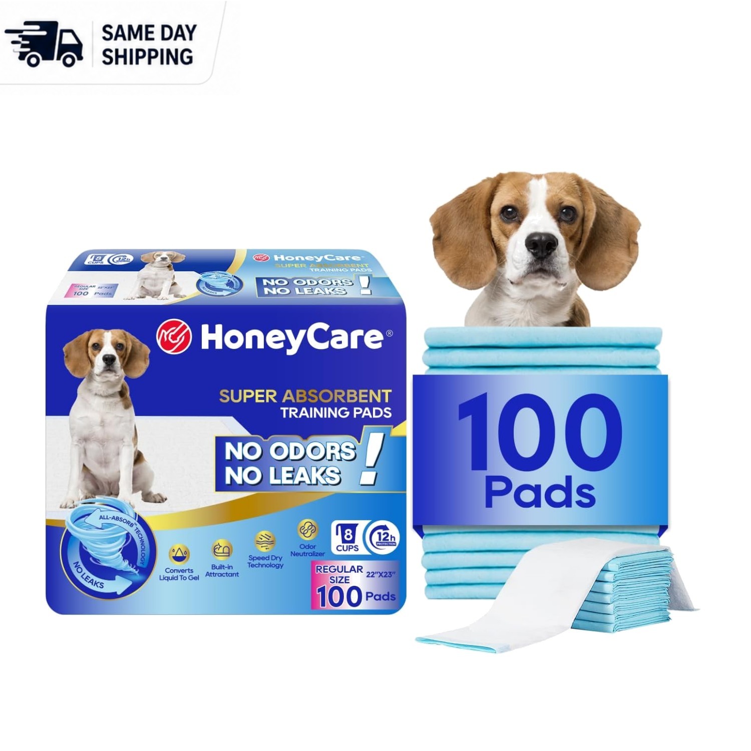 Odor Eliminating Dog Training Pads 100 Pack – Large 22″ x 23″ Leak-Proof Design