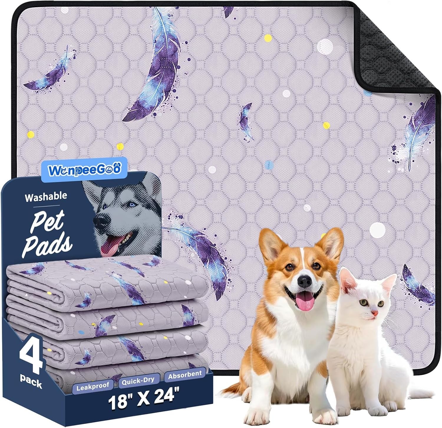 Eco-Friendly Leaf Design Dog Pee Pads 18″x24″ – Reusable & Comfortable