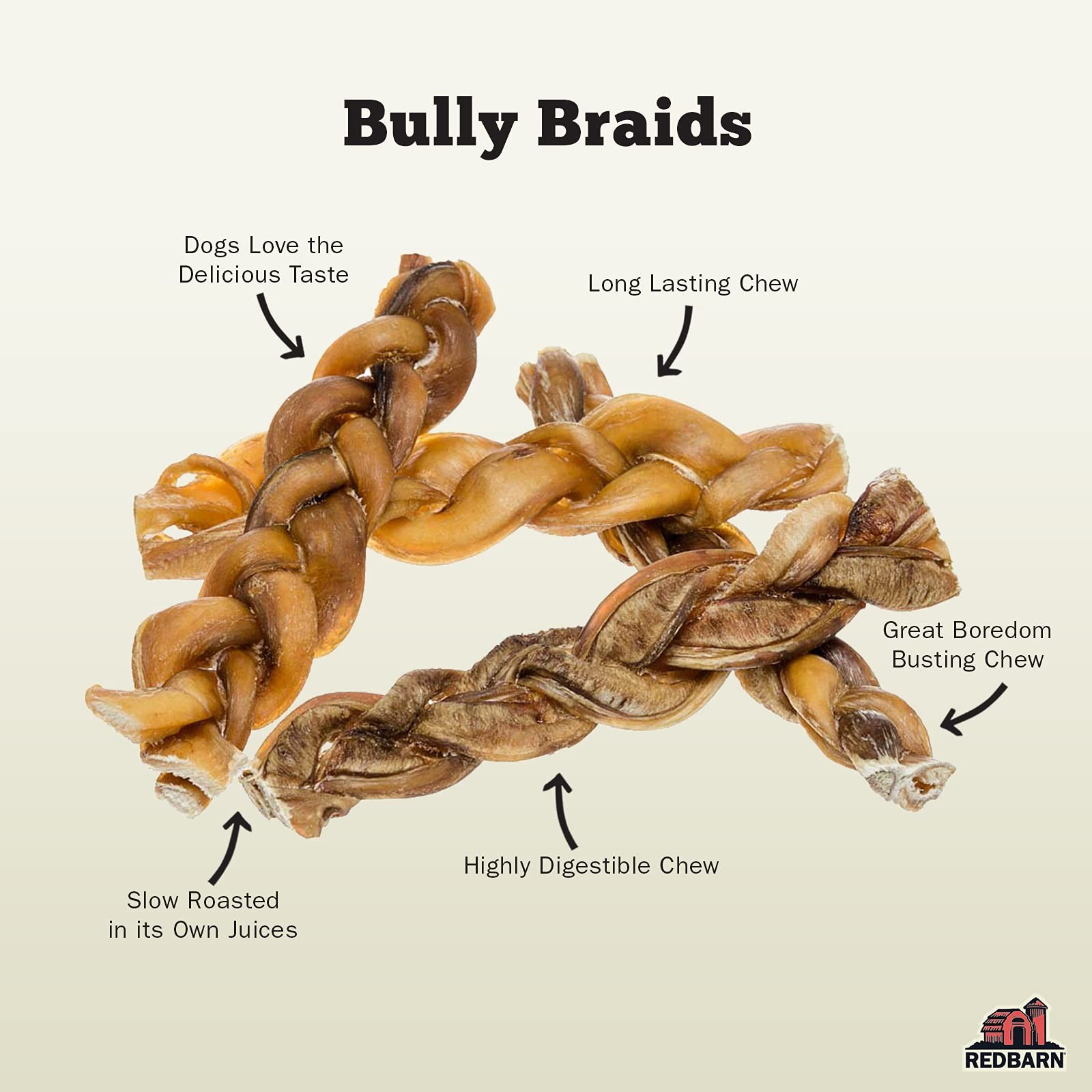 Redbarn Odor Free 7″ Braided Bully Sticks for Dogs 1-Count 1 Count (Pack of 1)