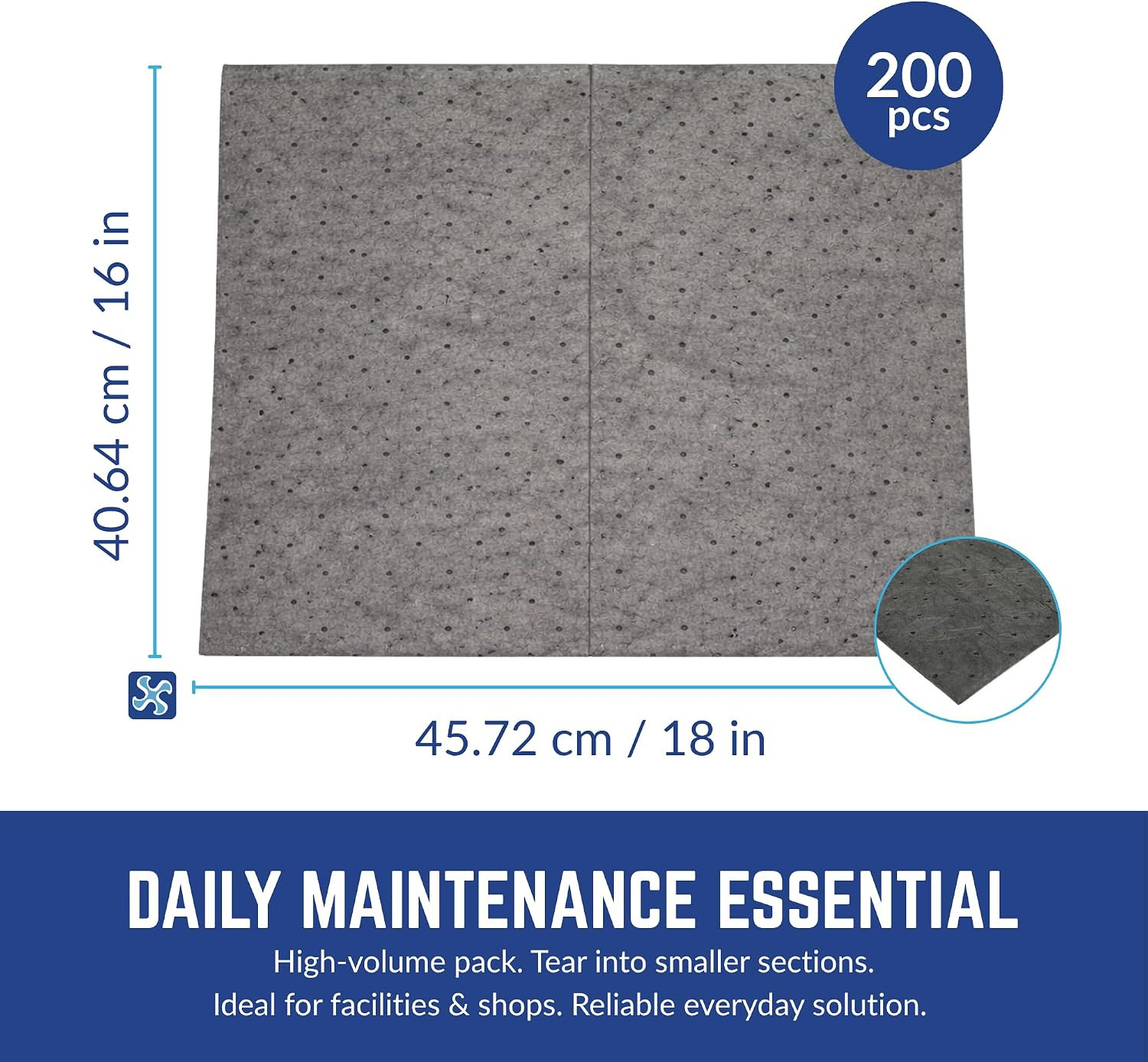 Spilfyter Universal Light Duty Absorbent Pads, 16″ X 18″, 200 Count | Single Ply