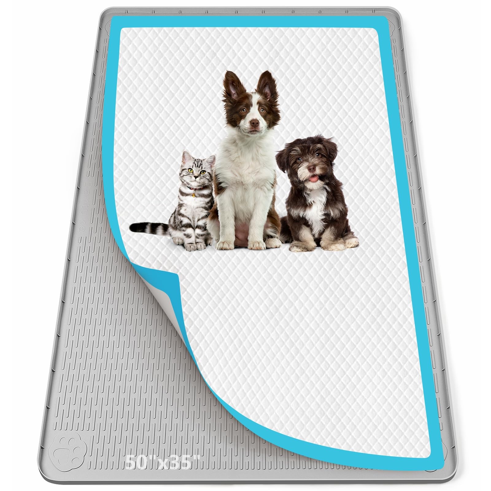 Pee Pad Holder for Dogs 50”x35” Silicone Puppy Pee Pad Tray, Light Grey | E…