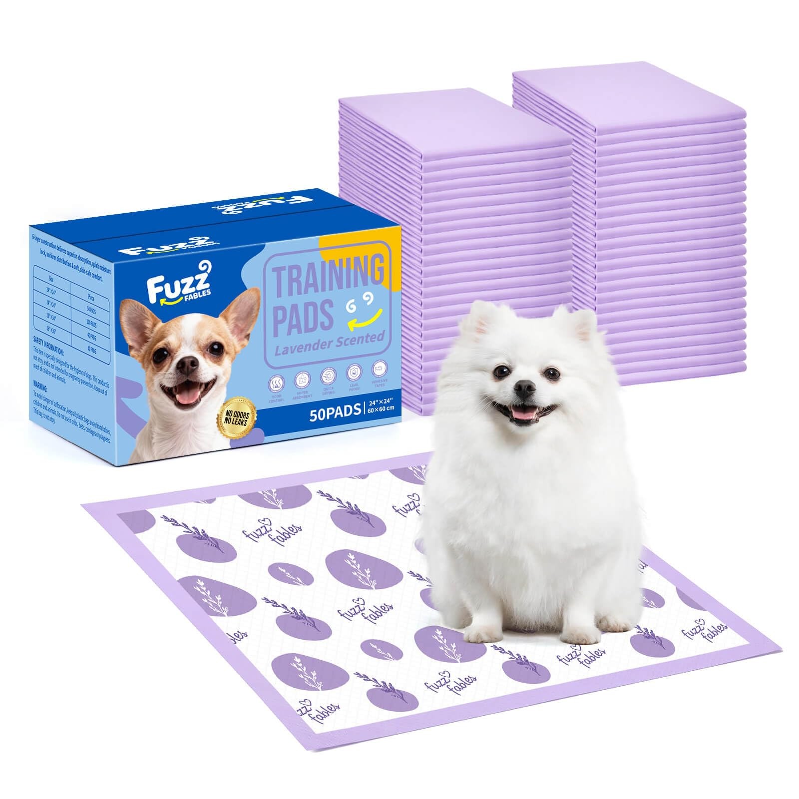 Lavender Puppy Pads-24″x 24″, 50 Count Disposable Dog Pee Pads
