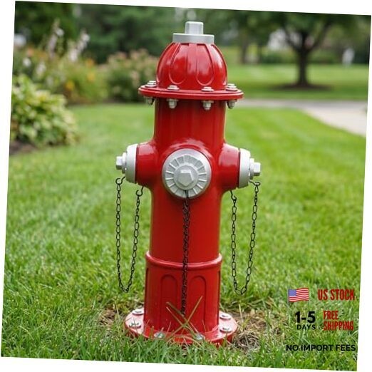 Elenon Garden Fire Hydrant Outdoor Statue Decorative for Dog to Peed on, Red