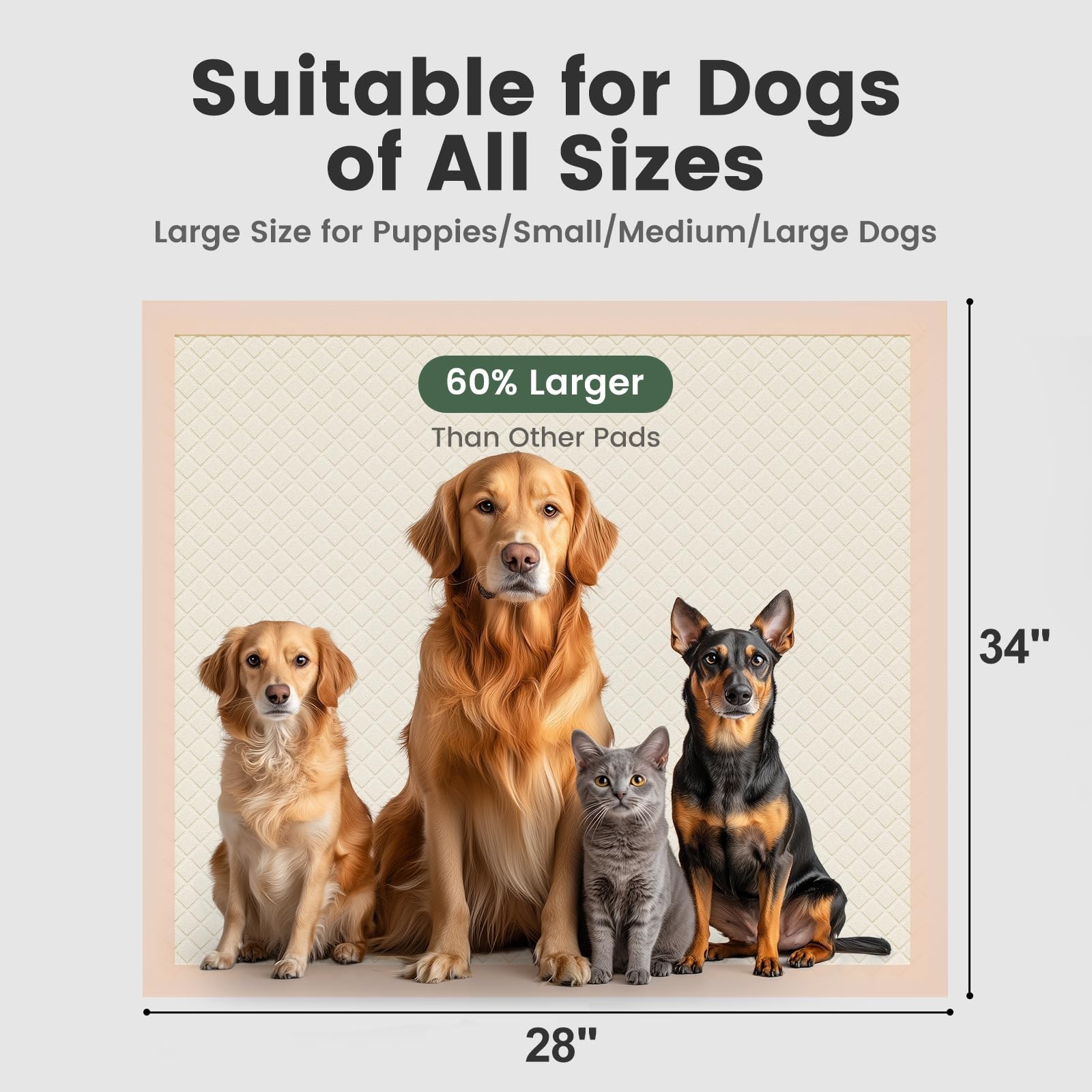 Gardner Pet Disposable Puppy Pads XL, 28″x34″ Super Absorbent & Leak-Proof Fu…