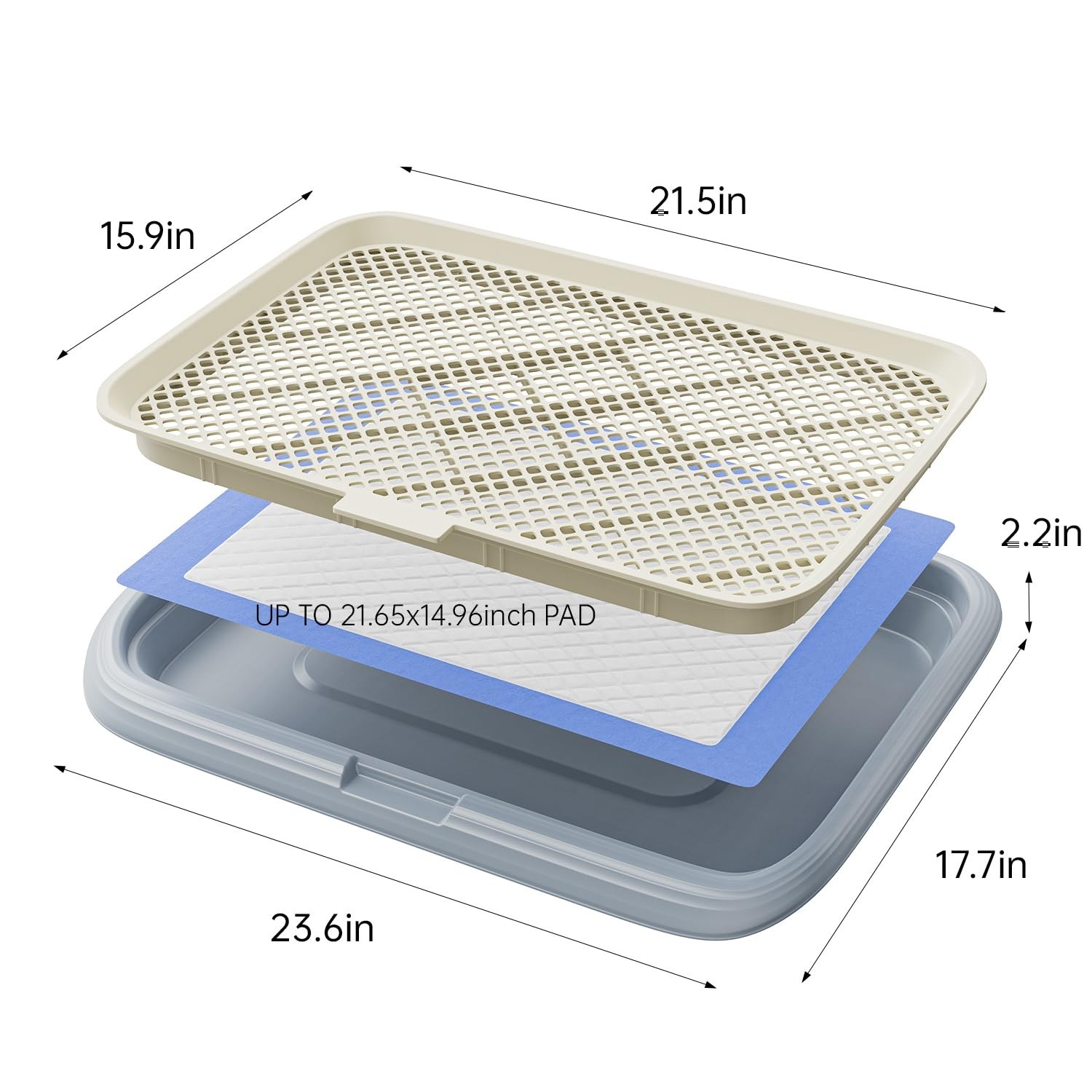 Indoor Dog Potty Tray 23.6″x17.68″ – Puppy Training Pee Pad Holder, Pet Toilet f