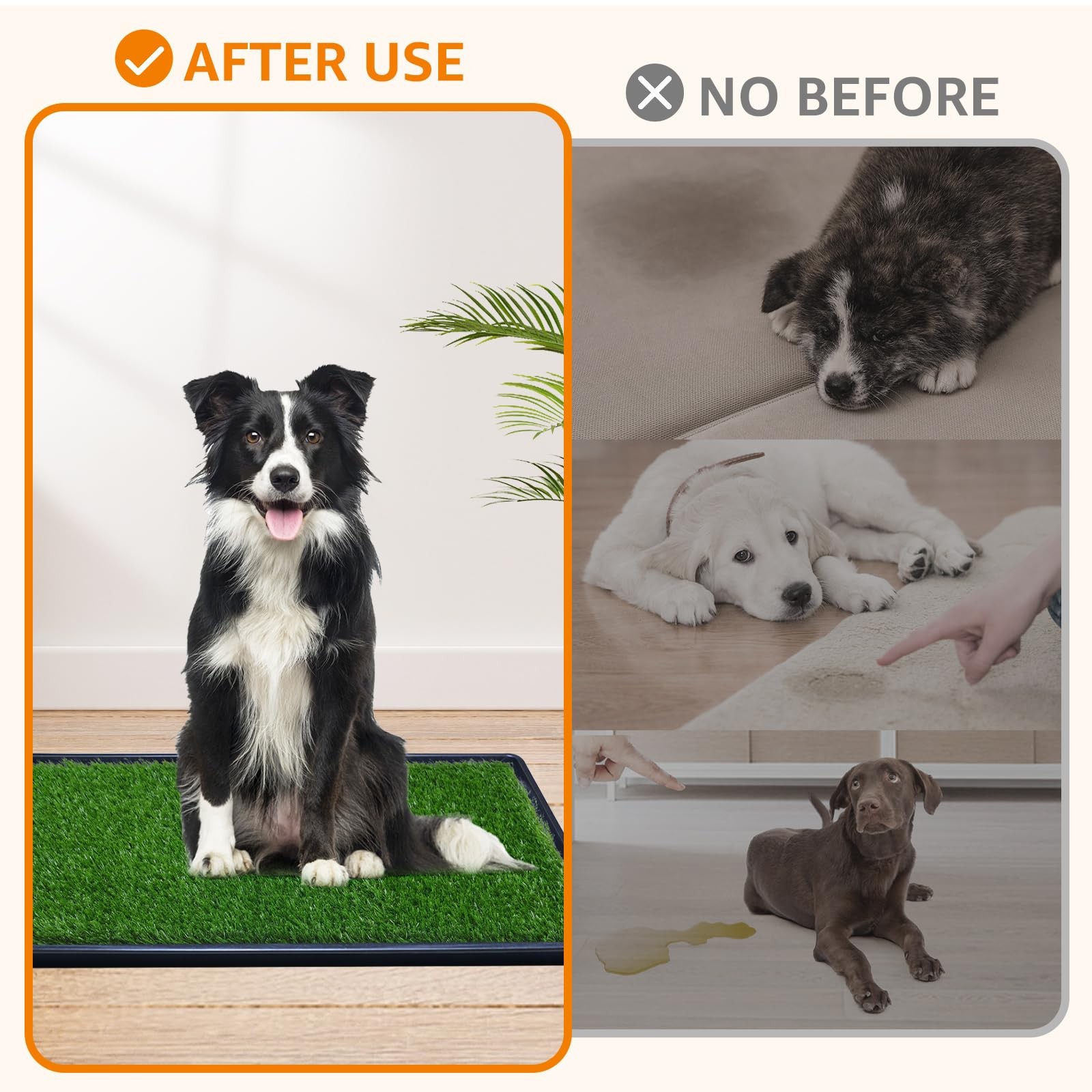 33.2in x 21in Artificial Grass Puppy Training Pads, Quickly Absorbency Portab…