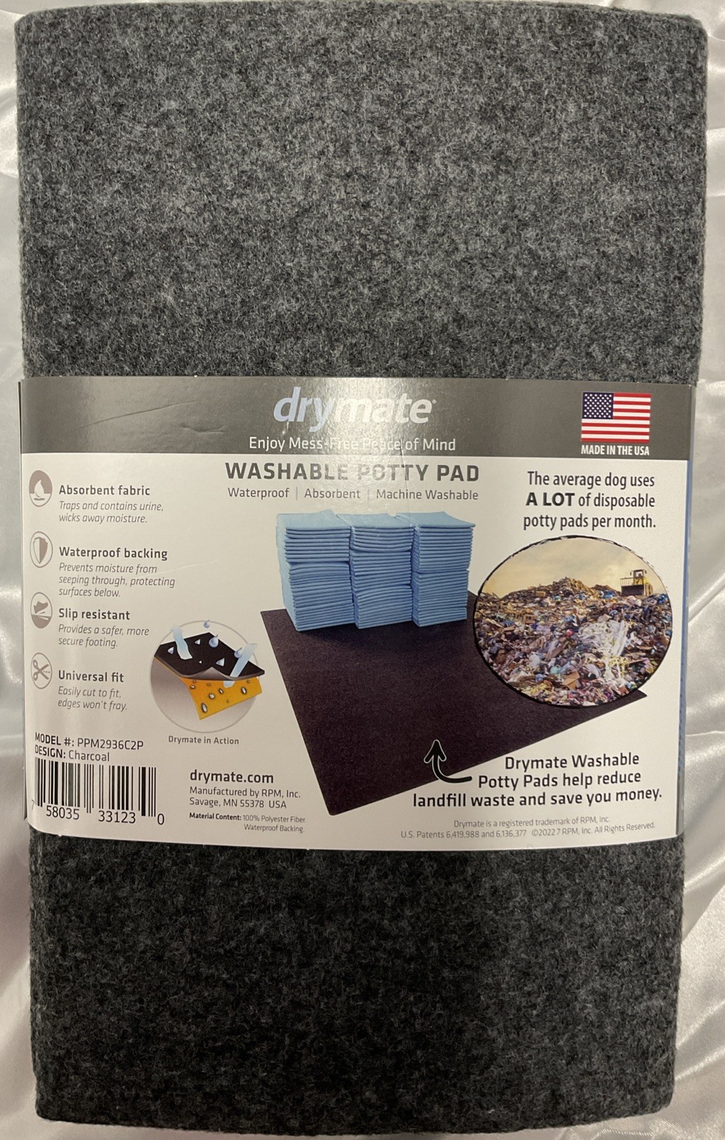 Washable Potty Training Pad for Pets Leak Proof Reusable Puppy Pads 2 Pack Large