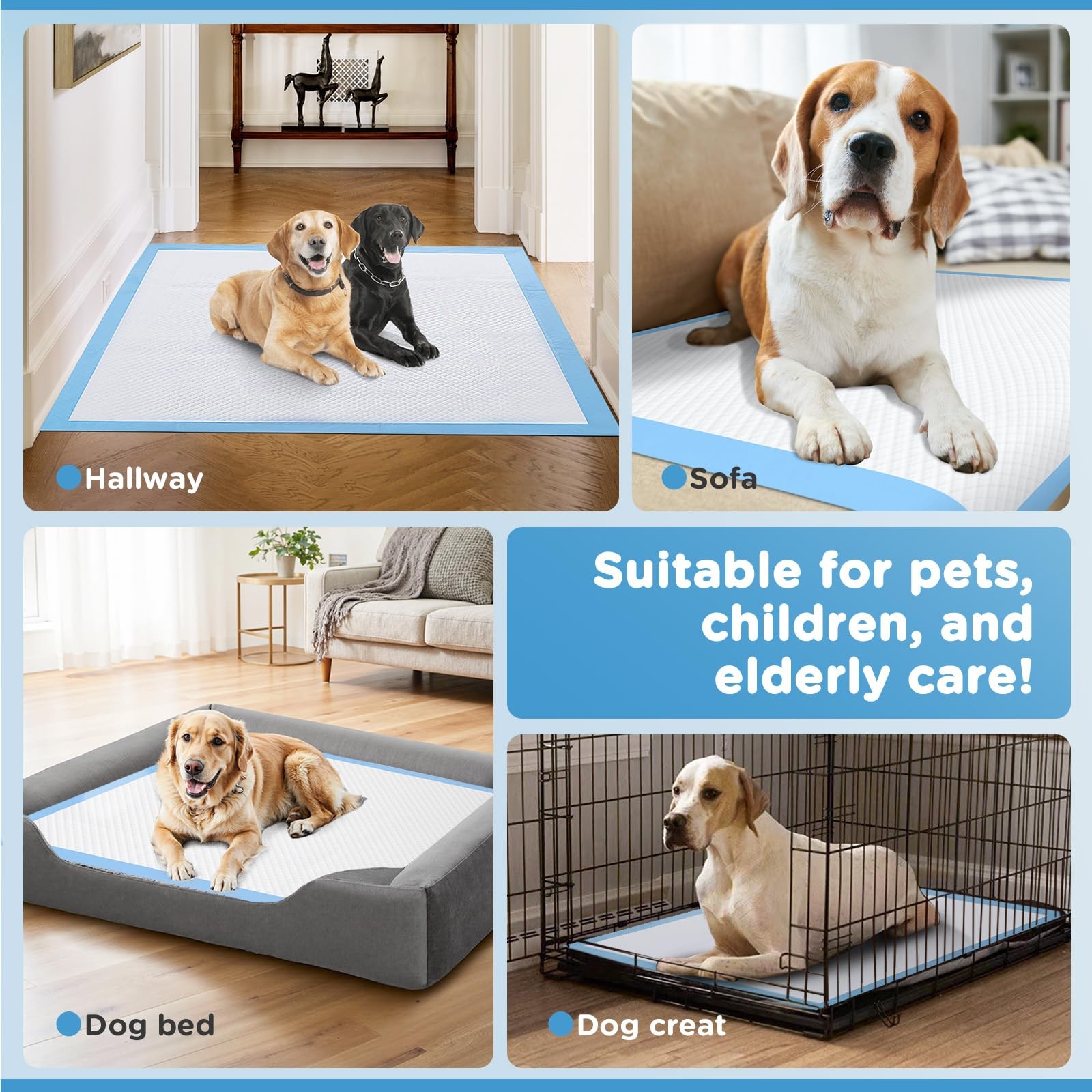 iweepet Enormous 37″x 54″ Dog Training Potty Pads, Super 37″x54″ Blue, Blue