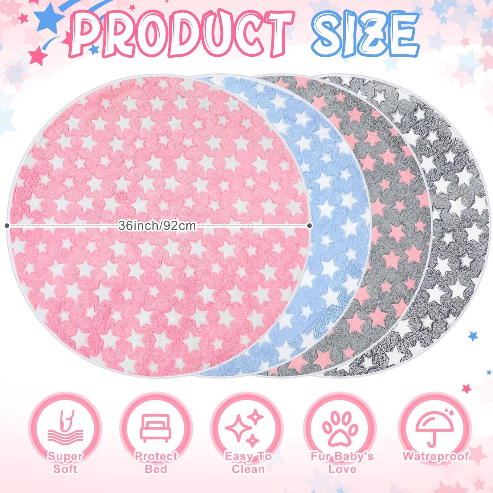 Hahafelt 4 Pcs Round Whelping Pee Pads Washable for Dogs Waterproof Pet Train…