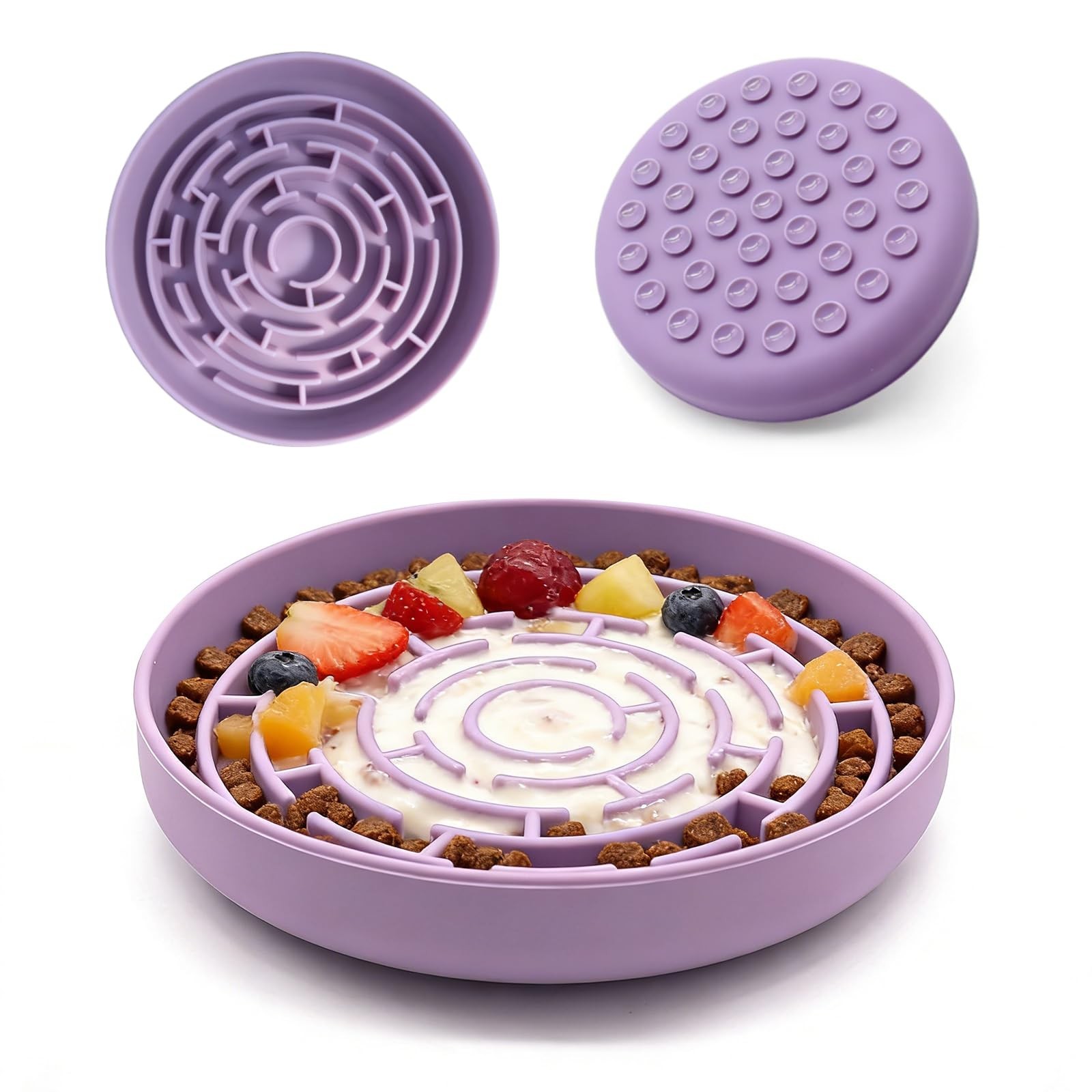Silicone Slow Feeder Bowl with 37 Non-Slip Suction Cups — Anti-Choking Maz