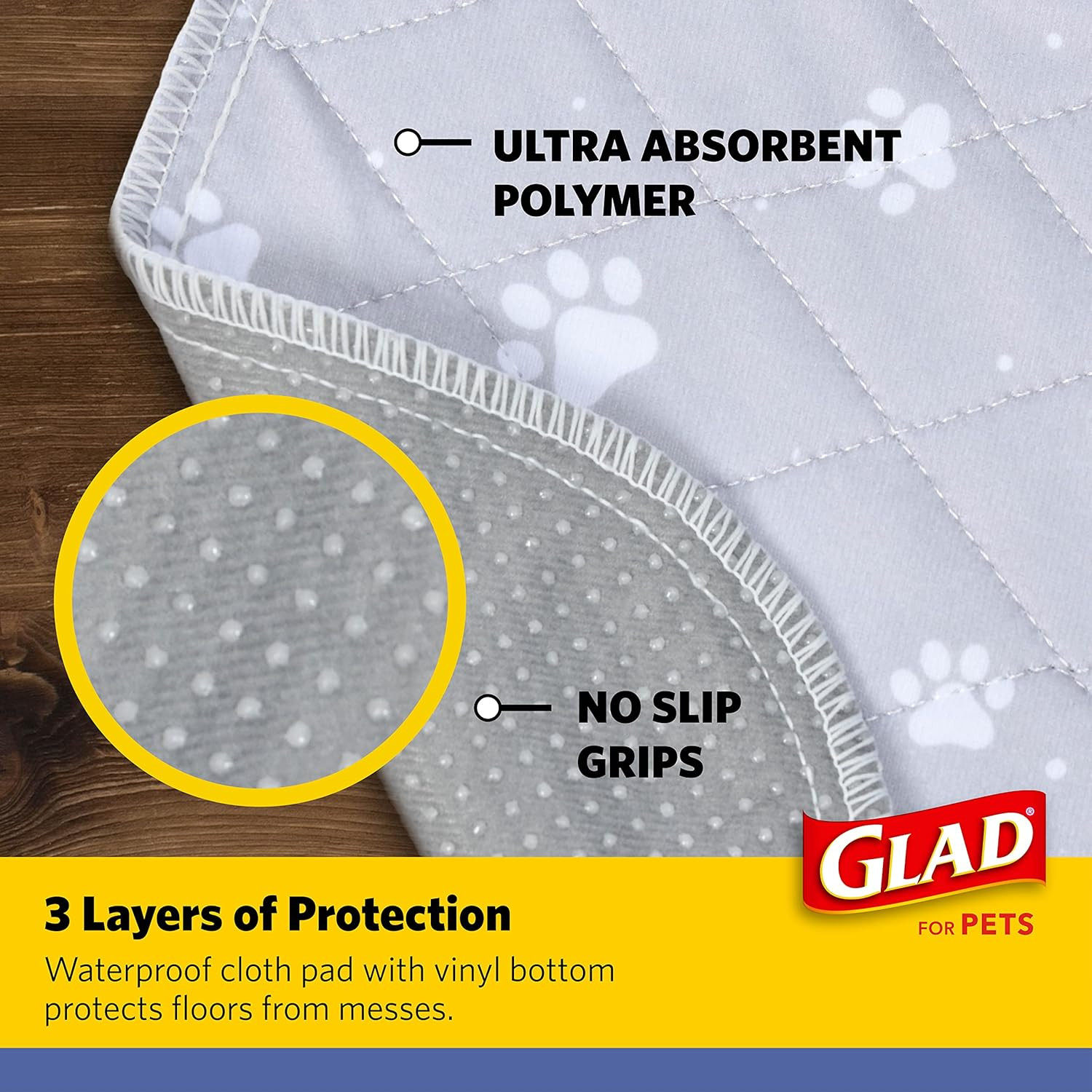 for Pets Reusable Dog Pee Pads, Gray with Paw Prints – Washable Potty Pads for D