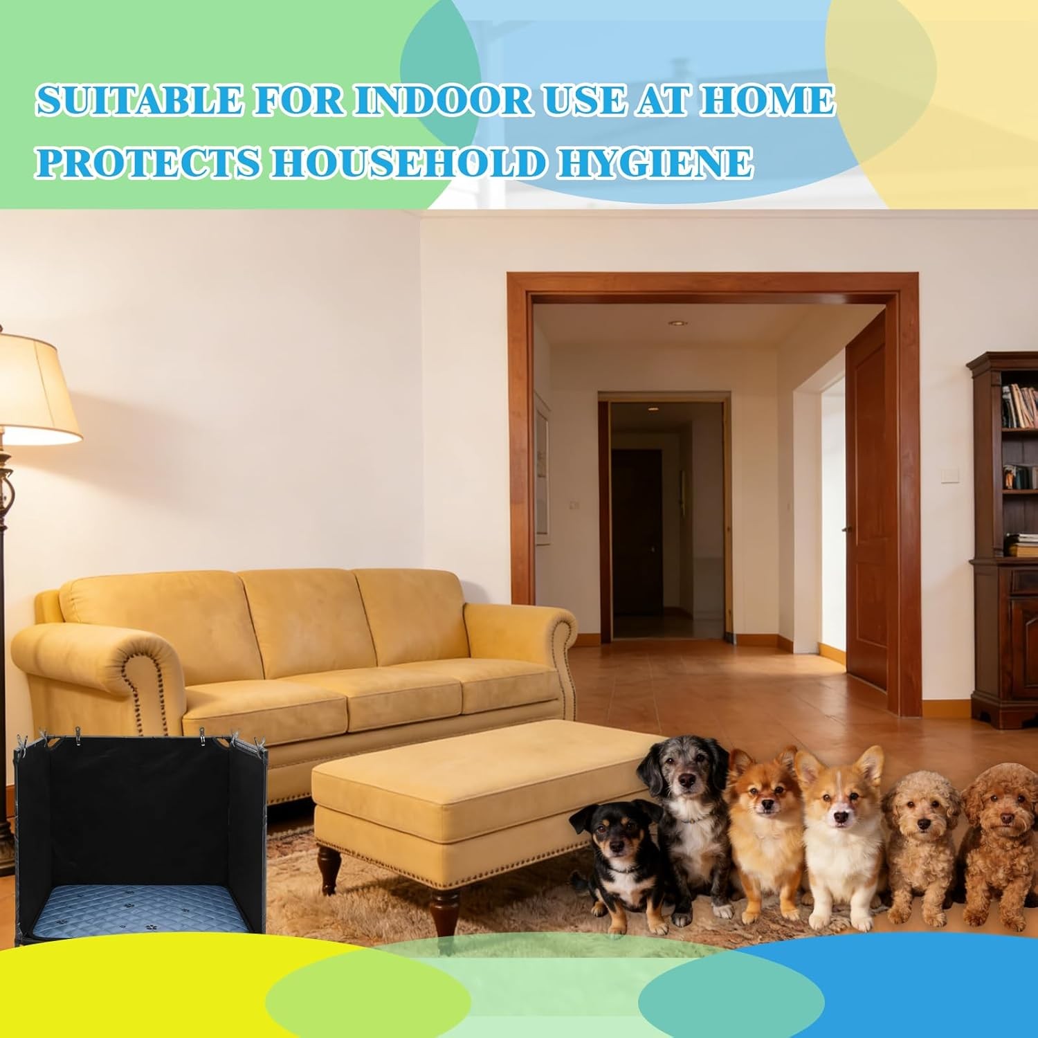 Dog Pee Pad Holder Tray with Washable Pee Pad – Foldable Indoor Potty Station fo