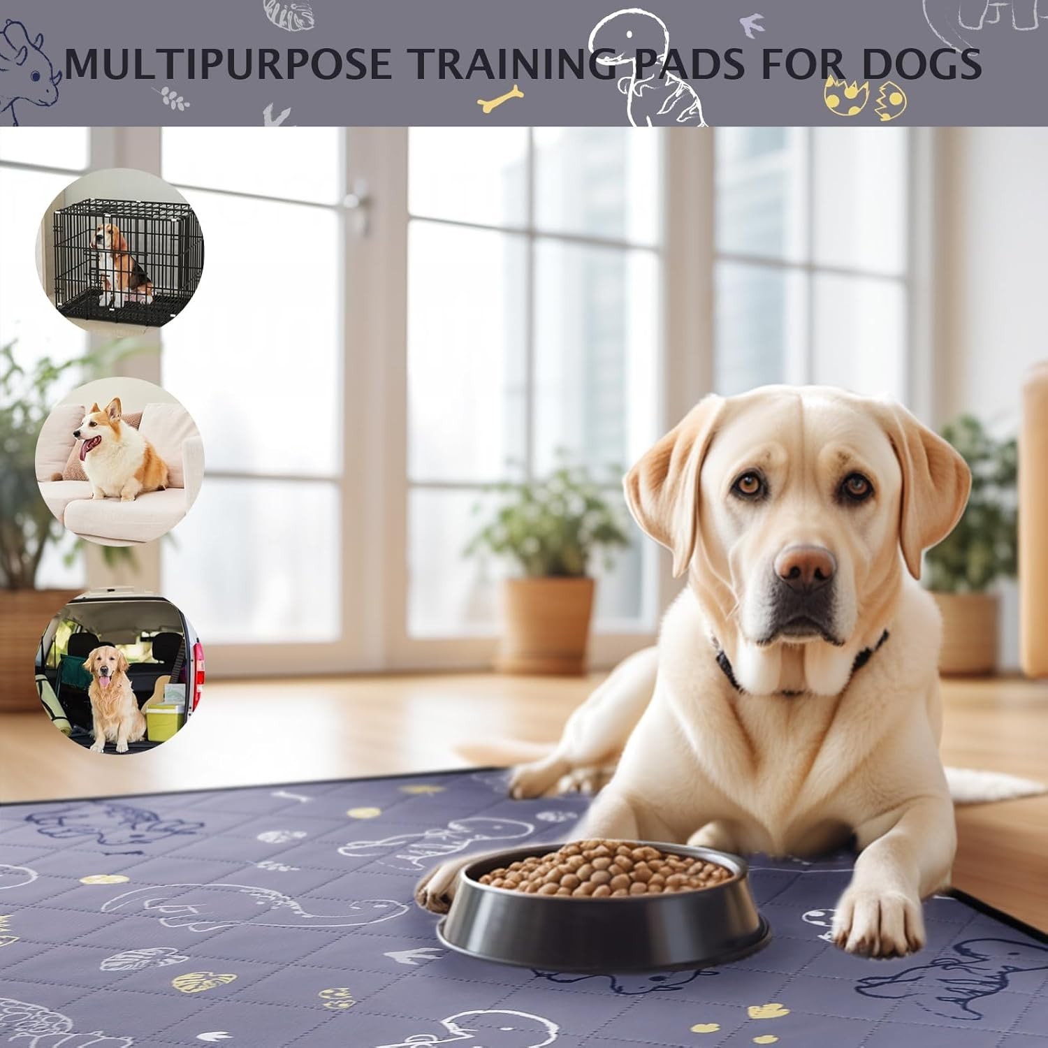 Reusable Puppy Potty Training Pads – Fast Absorbent & Stylish Dinosaur Pattern