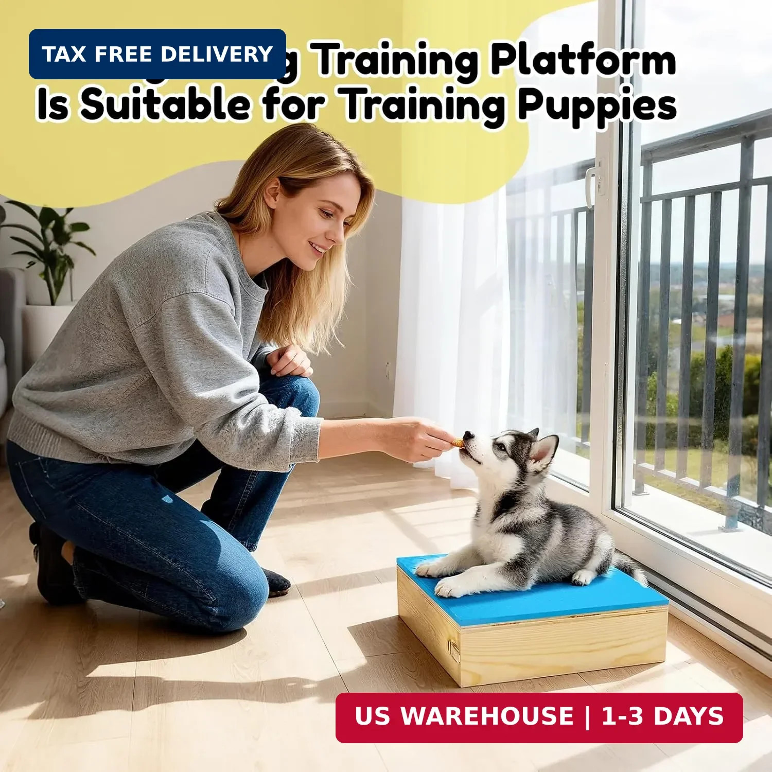 2 PCS Connectable Wooden Dog Training Platform Non-Skid Dog Place Boards with Fo