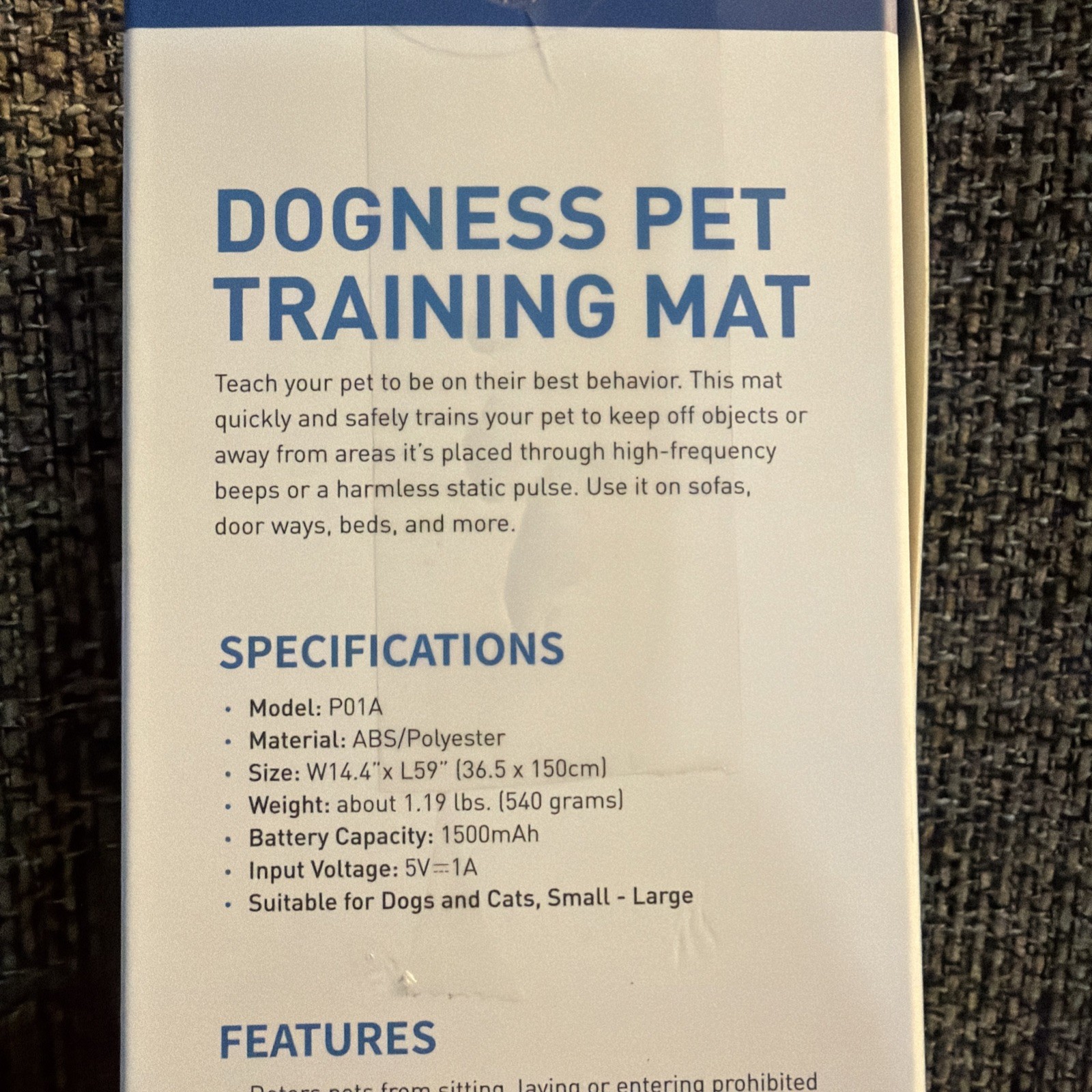 DOGNESS Rechargeable Scat Mats for Dogs, Cat Shock Mat – 59″x15″