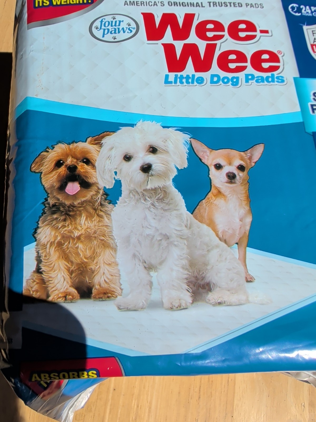 Wee Wee Little Dog Pee Pads 16.5 x 23.5 28 Count 24 Hour Leak Proof Absorbent