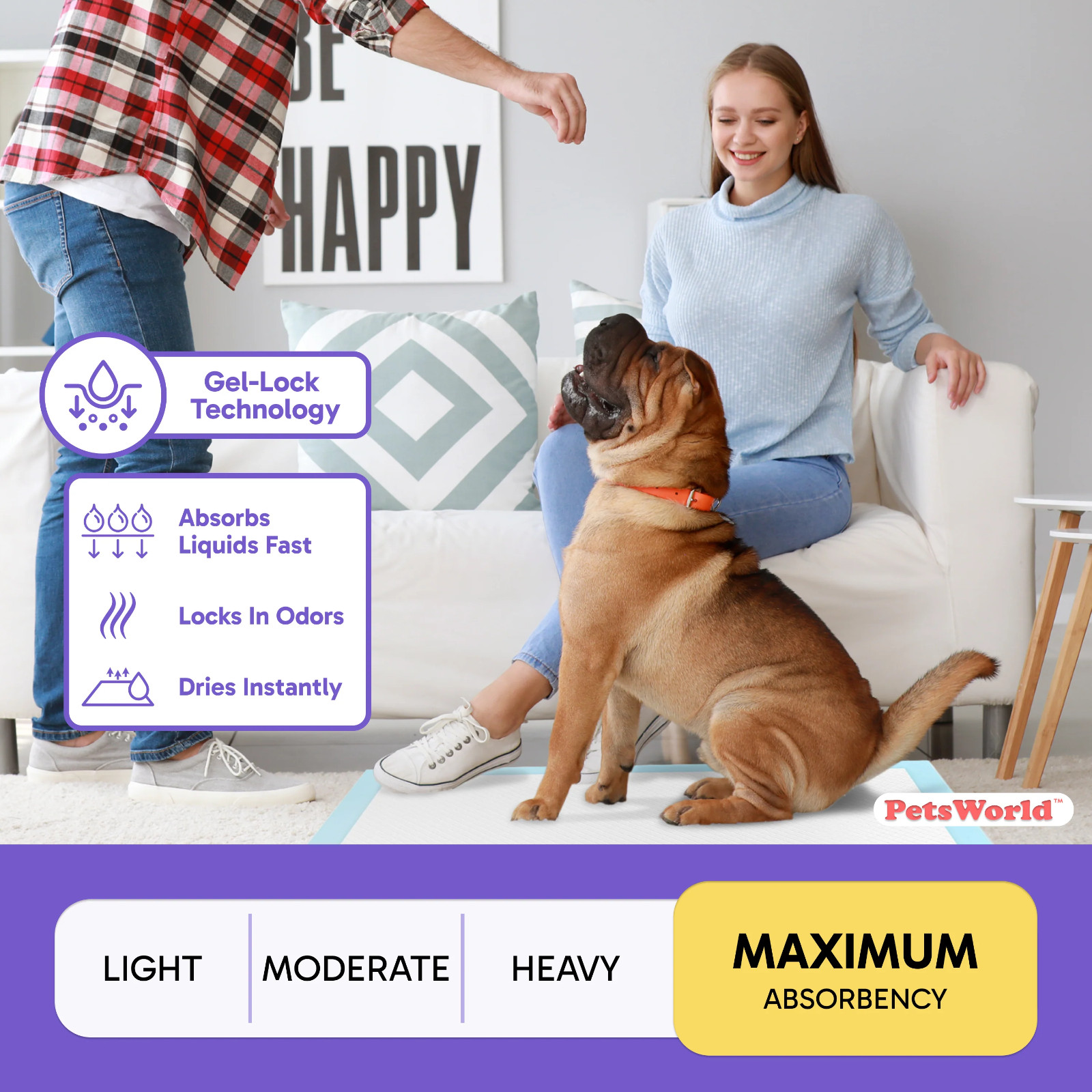 PETSWORLD Extra Large Dog Training & Potty Pads (30×36 inch) 300 Count