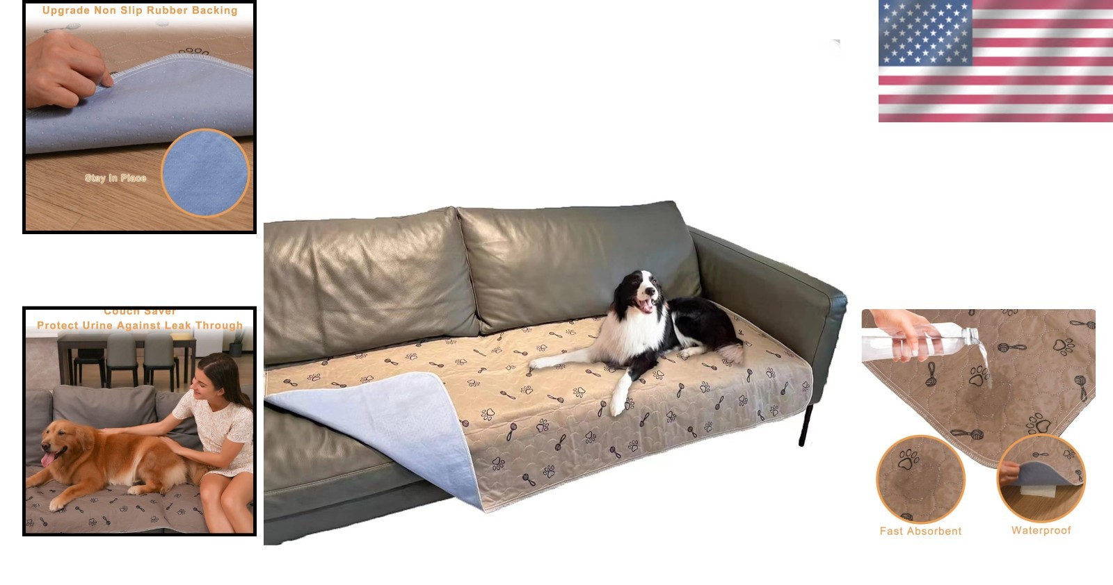 Reusable Puppy Pads 36″x72″ – Fast Absorbent, Non-Slip + Dog Comb Included