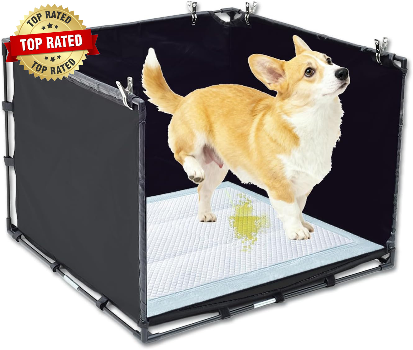 Dog Litter Box Indoor for Small Dogs,Puppy Pee Pad Holder with High Walls(23.62″