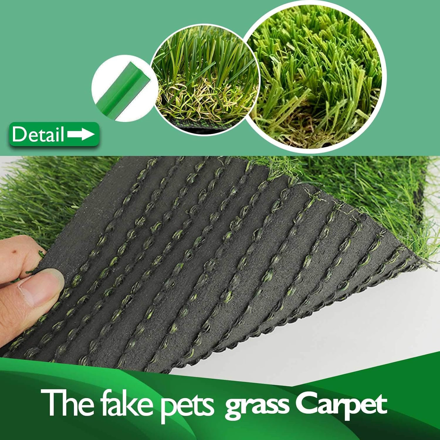 Chicken Nesting Box Pads, Washable Artificial Grass Carpet Grass 4 Pcs 12″X12″